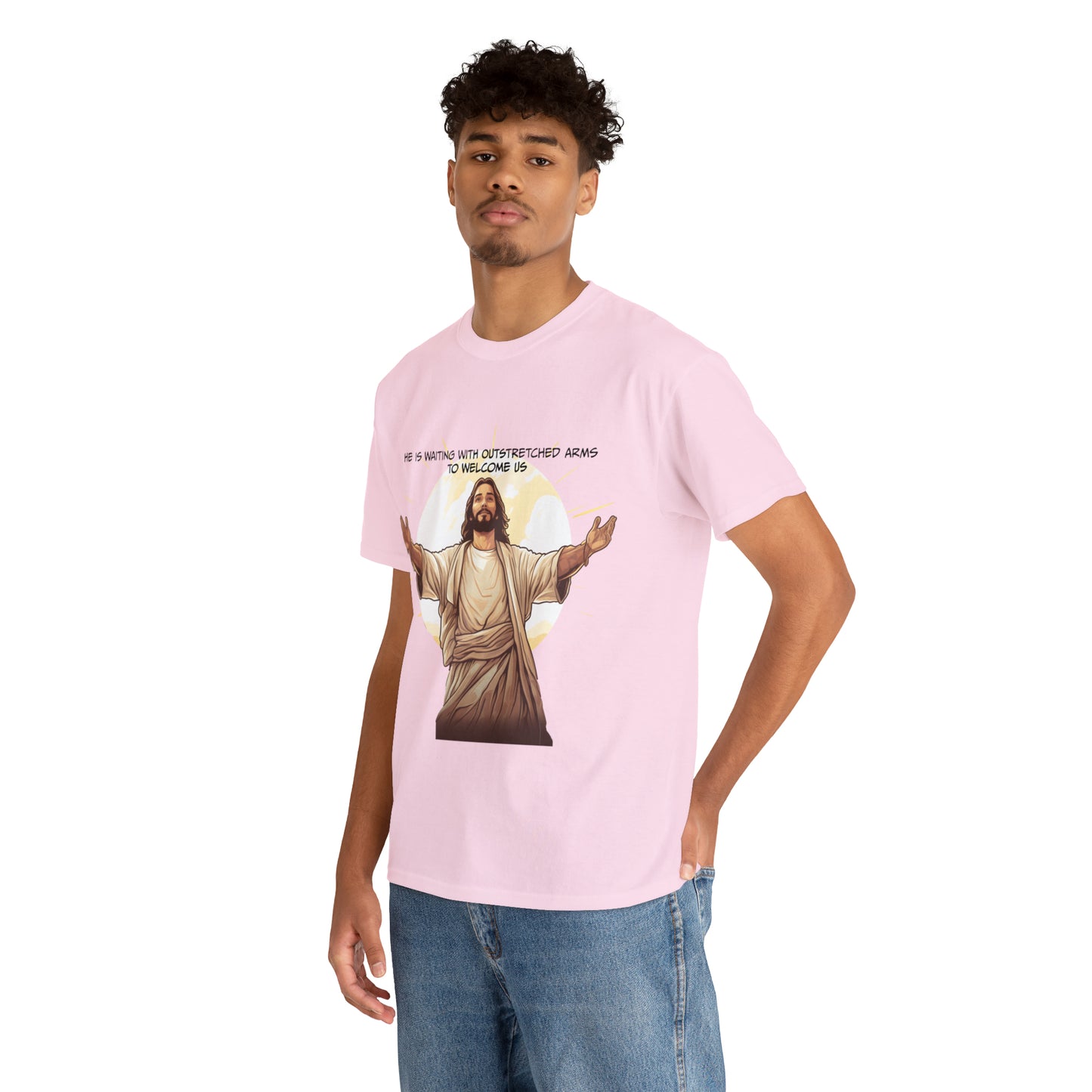He is Waiting with Outstretched Arms to Welcome Us -  Unisex Heavy Cotton Tee (MB)