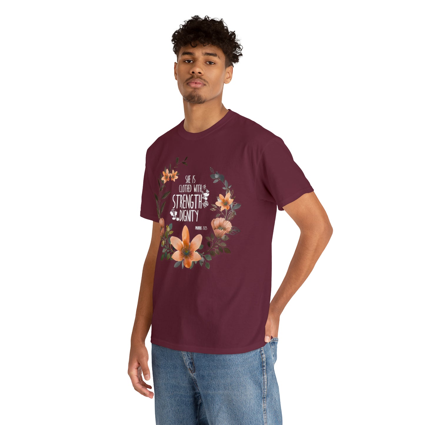 She is clothed with Strength and Dignity - Unisex Heavy Cotton Short Sleeve Tee