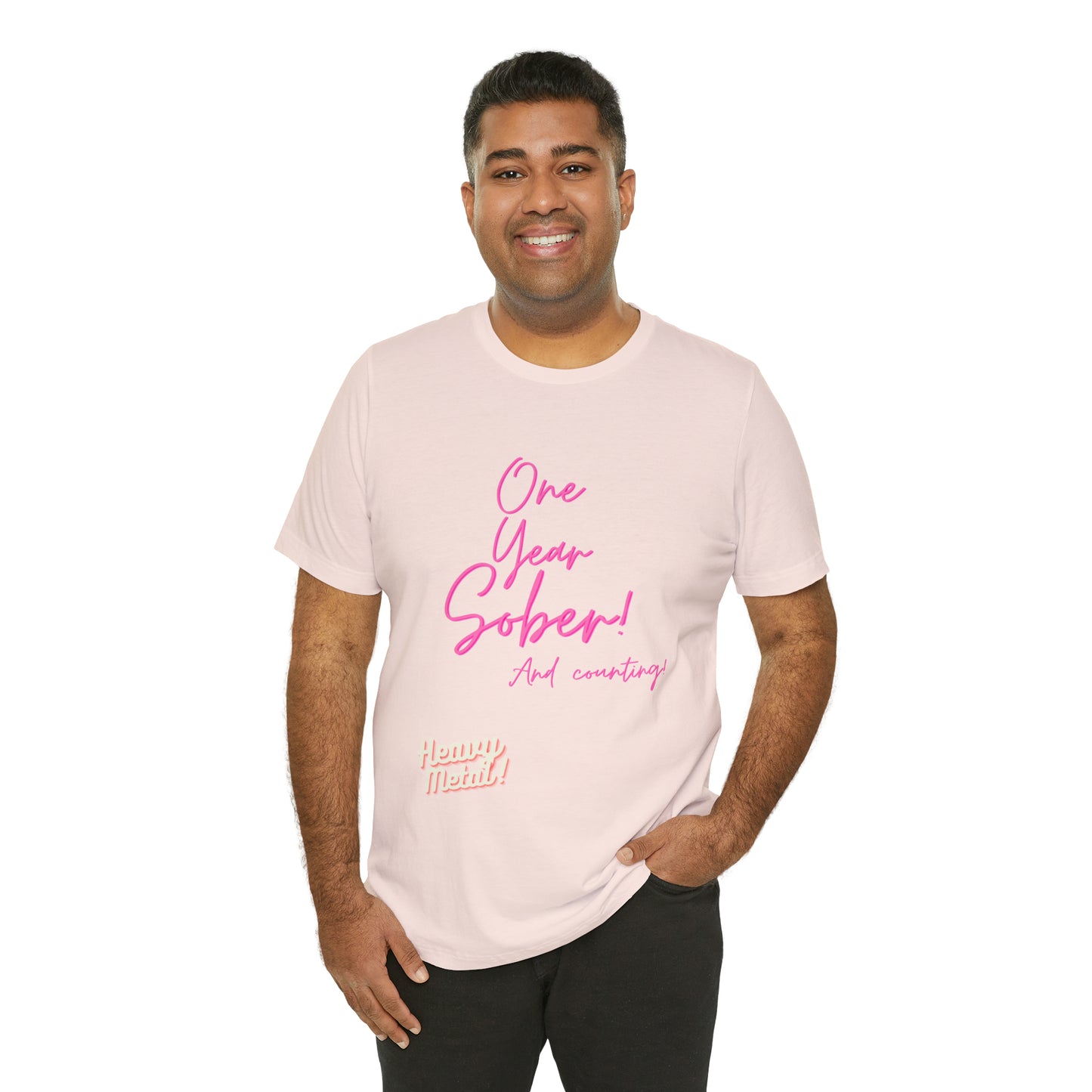 One Year Sober “Heavy Metal” Summer Font  (1 Year Sober) Unisex Jersey Short Sleeve Tee