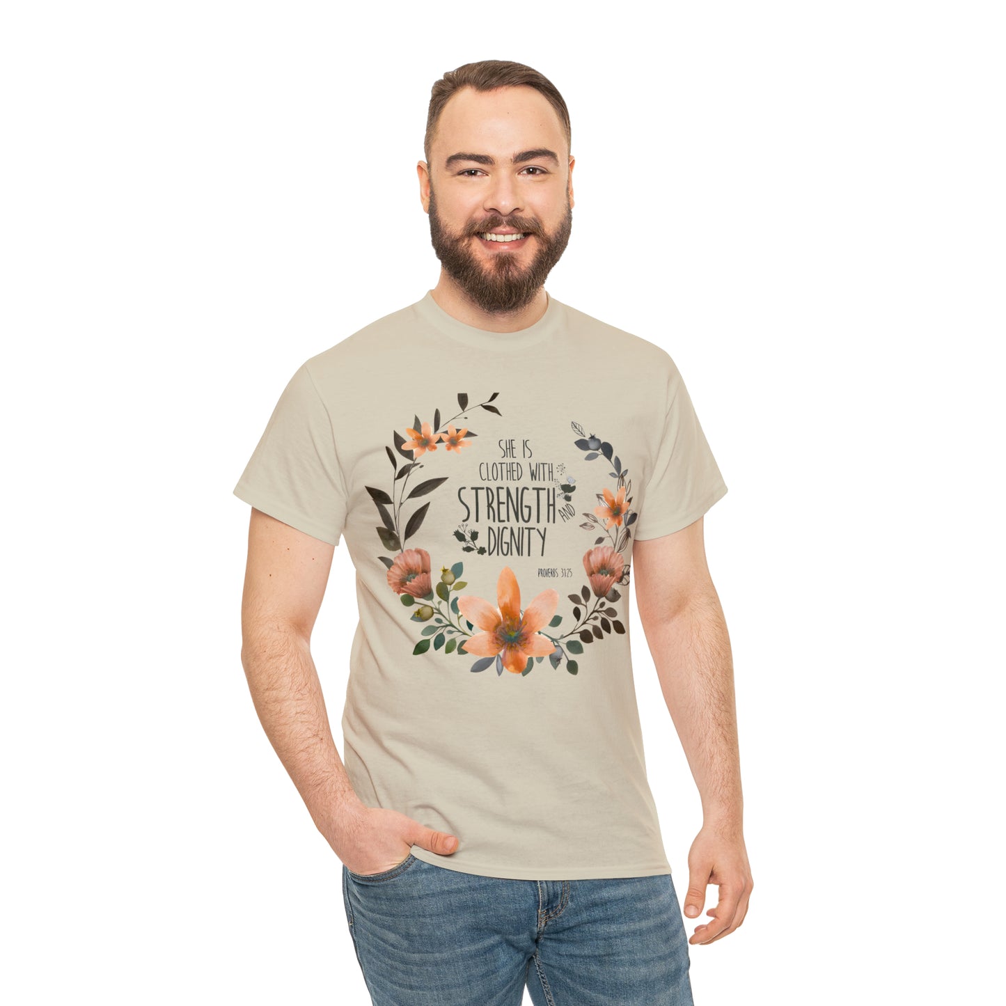 She is clothed with Strength and Dignity - Unisex Heavy Cotton Short Sleeve Tee