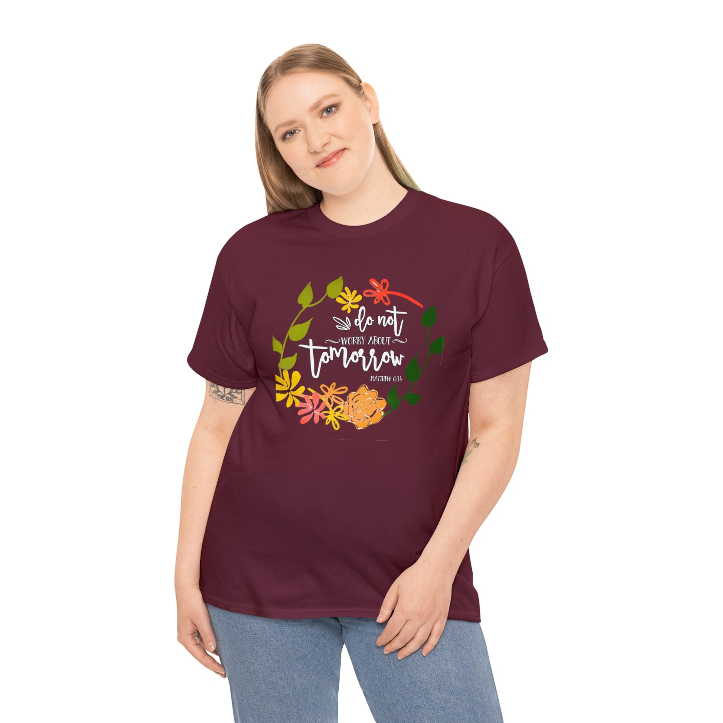 Do not worry about tomorrow (Matthew) - Unisex Heavy Cotton Short Sleeve Tee