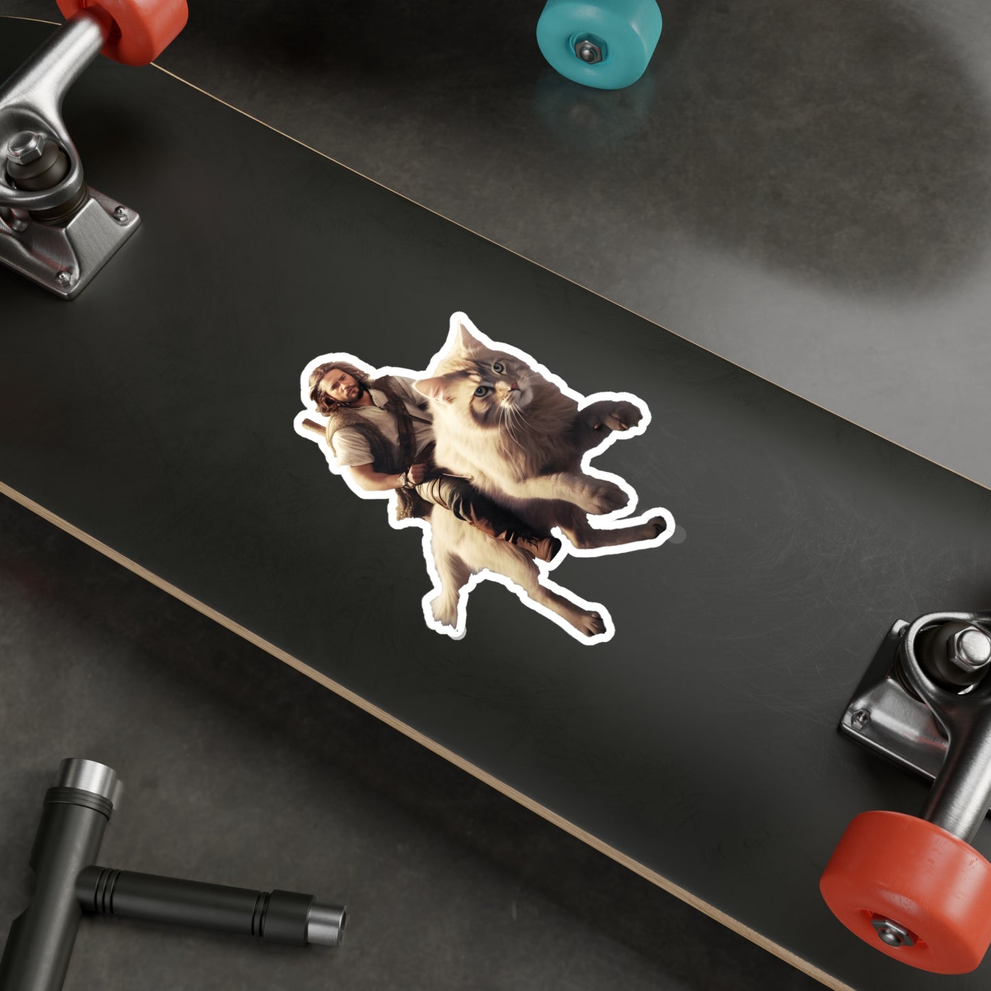 Jesus on a Giant Cat Kiss-Cut Vinyl Decals