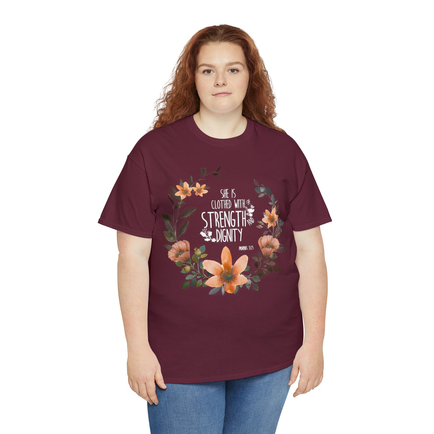 She is clothed with Strength and Dignity - Unisex Heavy Cotton Short Sleeve Tee