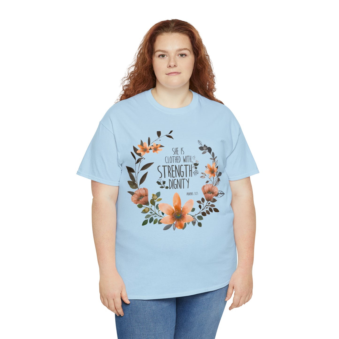 She is clothed with Strength and Dignity - Unisex Heavy Cotton Short Sleeve Tee