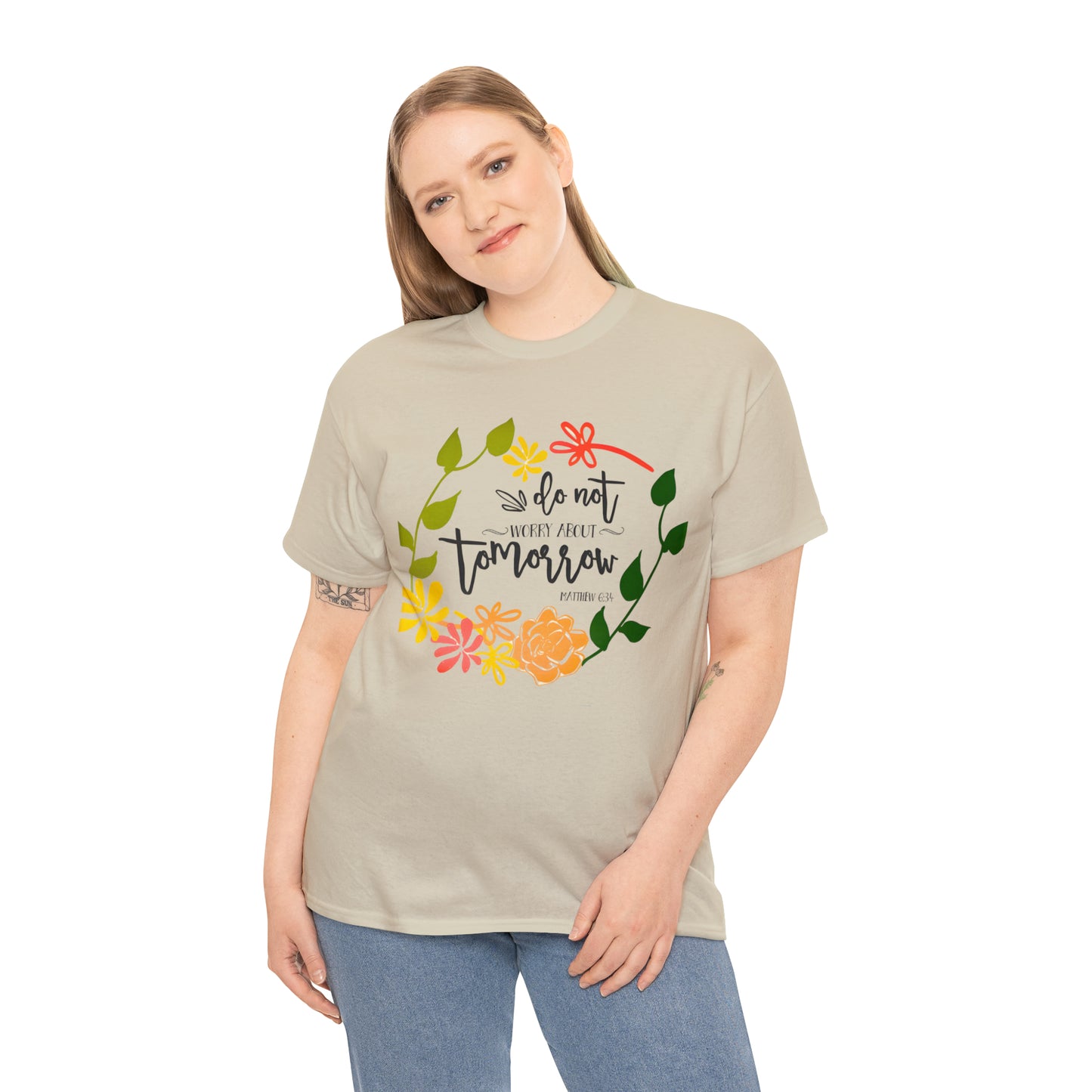 Do not worry about tomorrow (Matthew) - Unisex Heavy Cotton Short Sleeve Tee