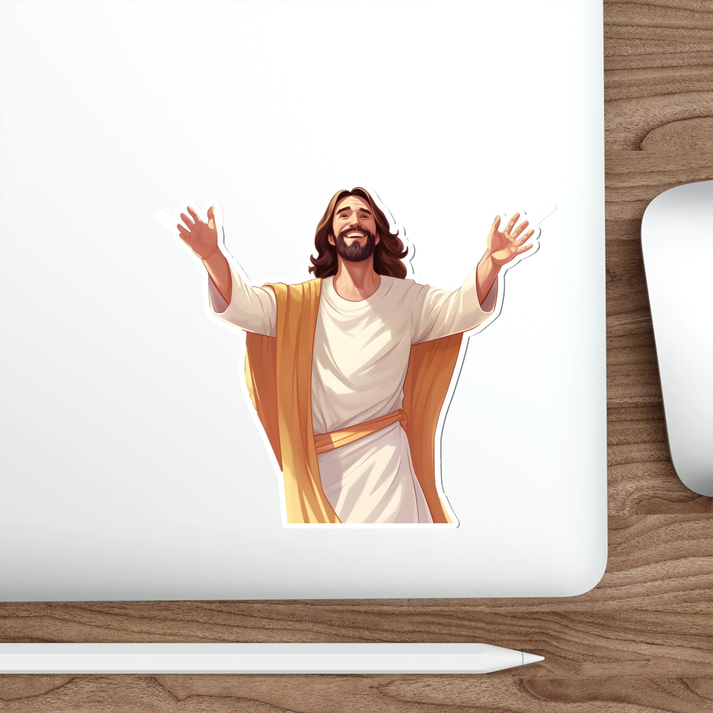He is Waiting with Outstretched Arms to Welcome Us -3  Die-Cut Stickers (MB)