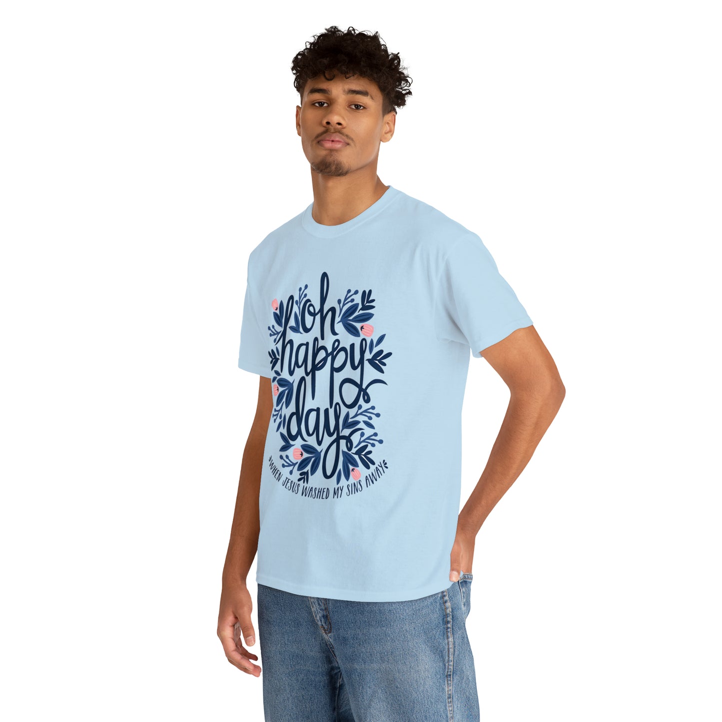 O Happy Day! When Jesus washed my sins away - Unisex Heavy Cotton Short Sleeve Tee
