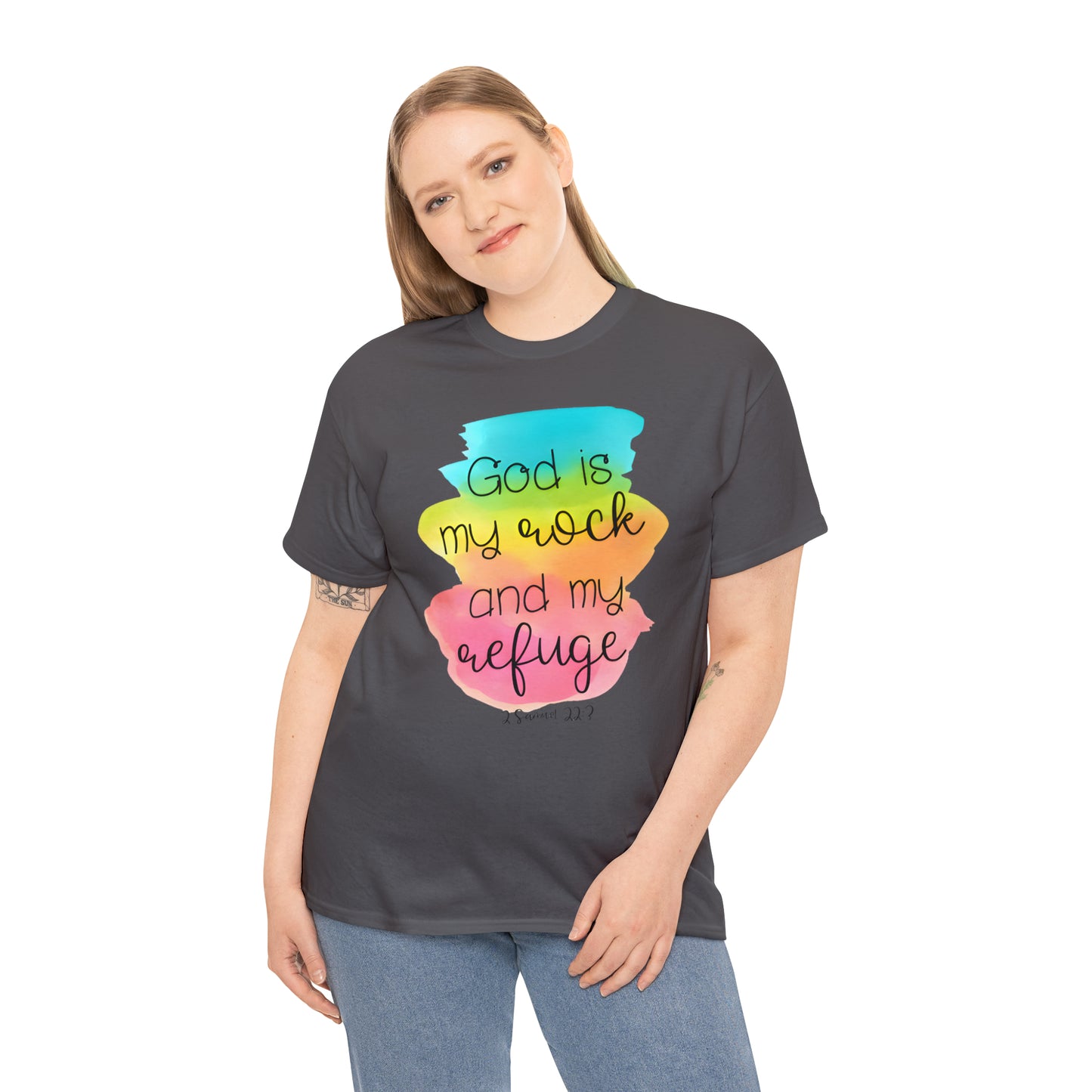 God is my rock and my refuge - Unisex Heavy Cotton Short Sleeve Tee