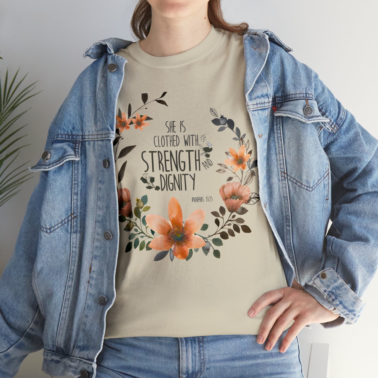 She is clothed with Strength and Dignity - Unisex Heavy Cotton Short Sleeve Tee