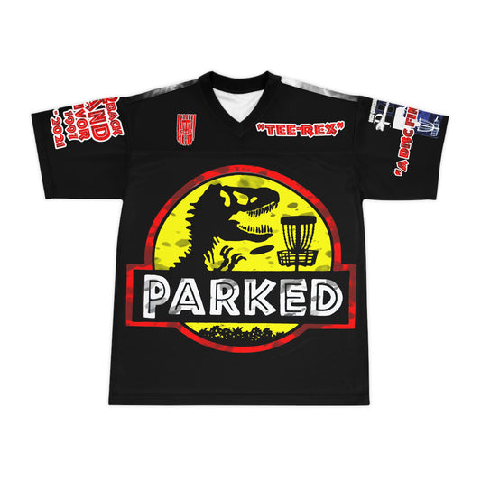 Jurassic “Parked” Not Sponsored Unisex Disc Golf Jersey (AOP)