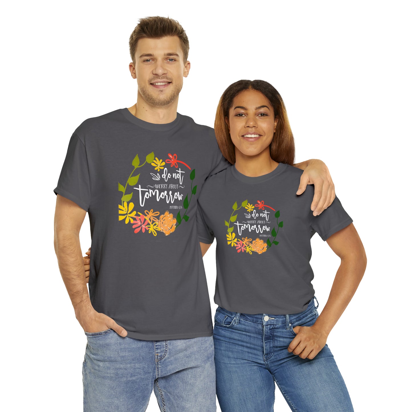 Do not worry about tomorrow (Matthew) - Unisex Heavy Cotton Short Sleeve Tee