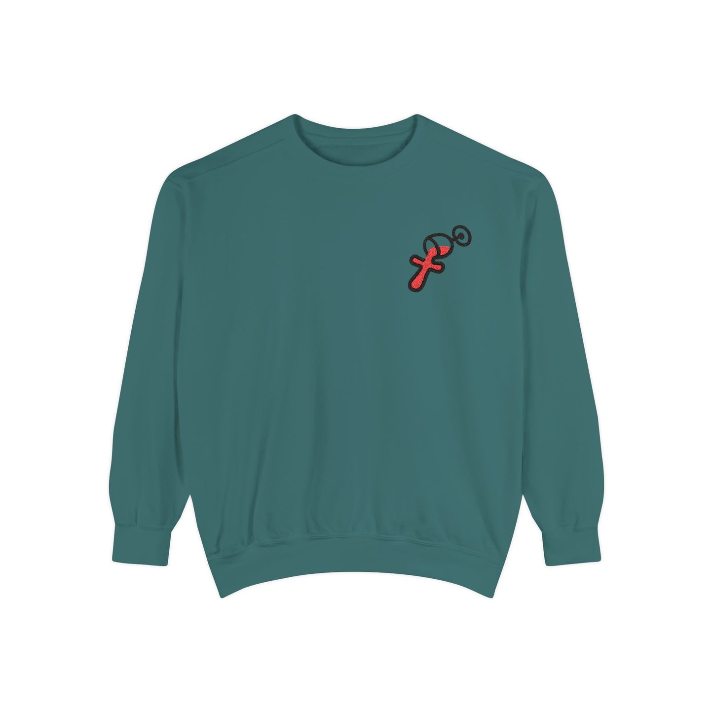 “Sip of Sacrifice” Embroidered Crewneck — Disciple Dad (Water-Into-Wine Drop Collection)