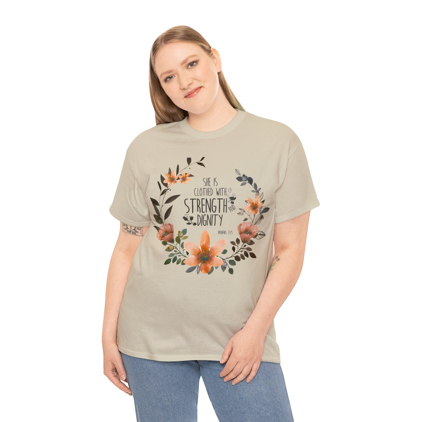 She is clothed with Strength and Dignity - Unisex Heavy Cotton Short Sleeve Tee