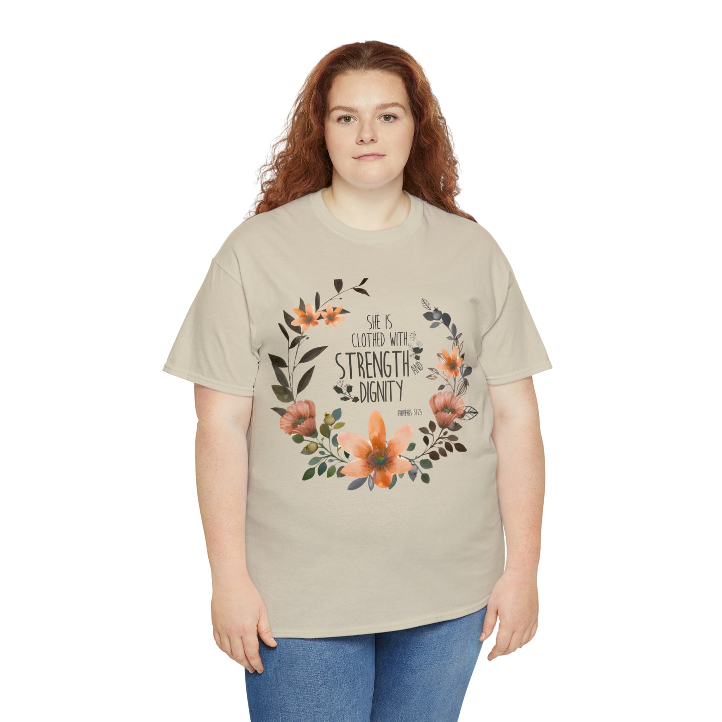 She is clothed with Strength and Dignity - Unisex Heavy Cotton Short Sleeve Tee