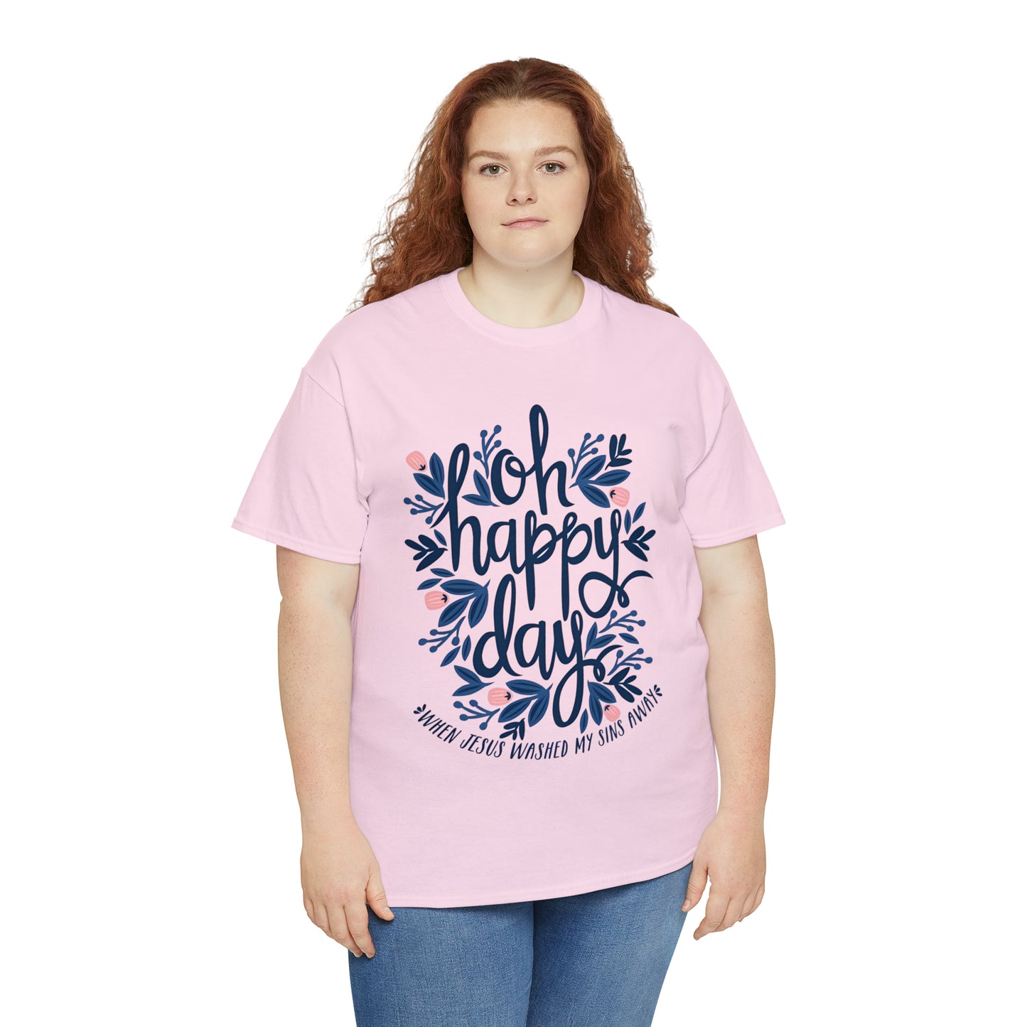 O Happy Day! When Jesus washed my sins away - Unisex Heavy Cotton Short Sleeve Tee