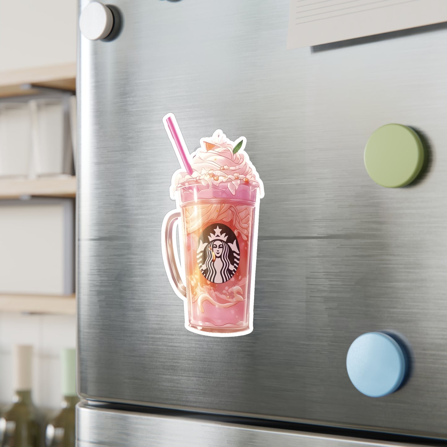 Pink Starbucks Drink (Anime Art Style)  Kiss-Cut Vinyl Decals