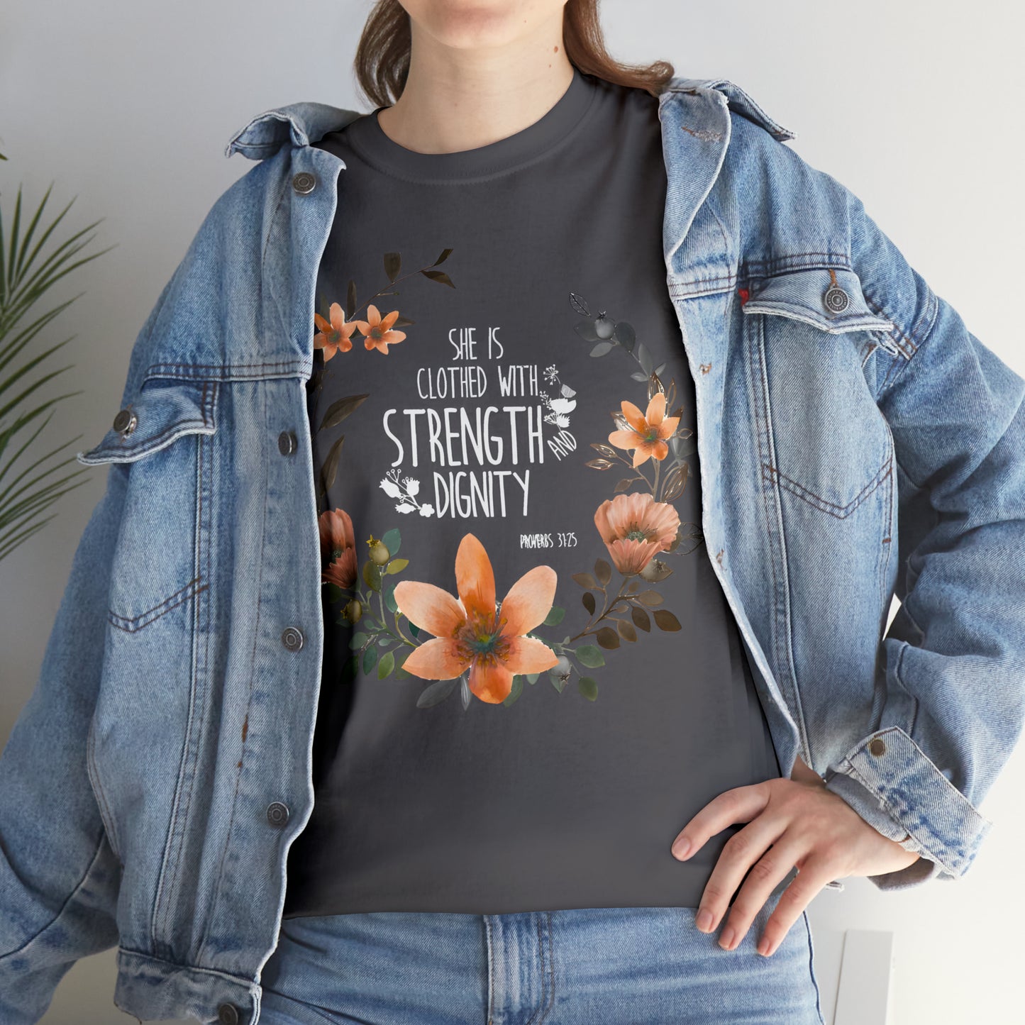 She is clothed with Strength and Dignity - Unisex Heavy Cotton Short Sleeve Tee