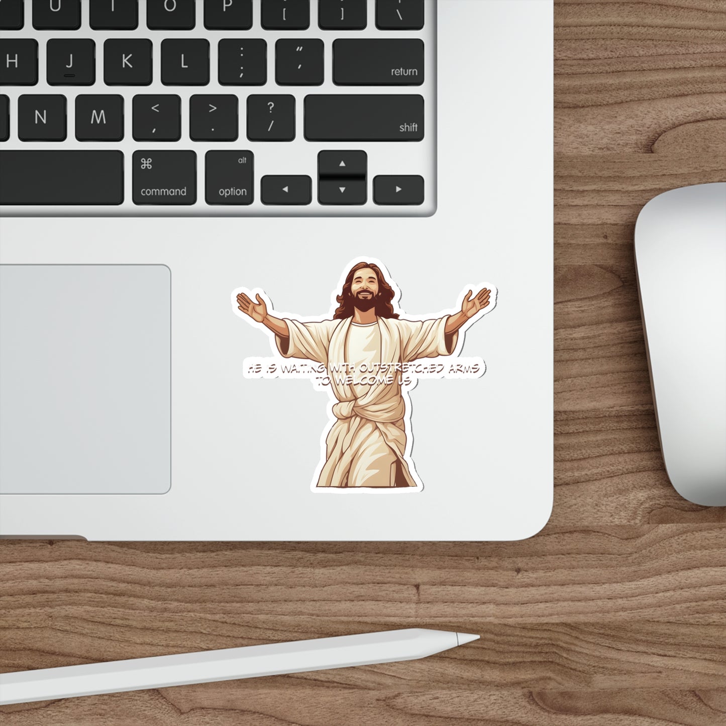 He is Waiting with Outstretched Arms to Welcome Us - Dialogue-4  Die-Cut Stickers (MB)