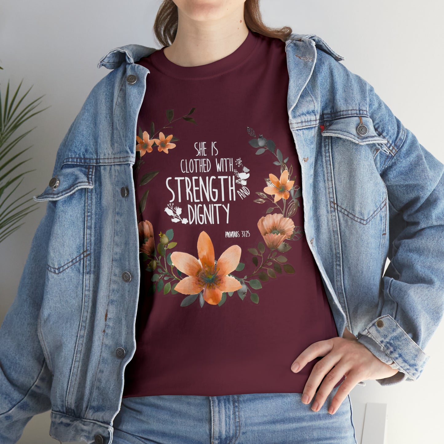 She is clothed with Strength and Dignity - Unisex Heavy Cotton Short Sleeve Tee