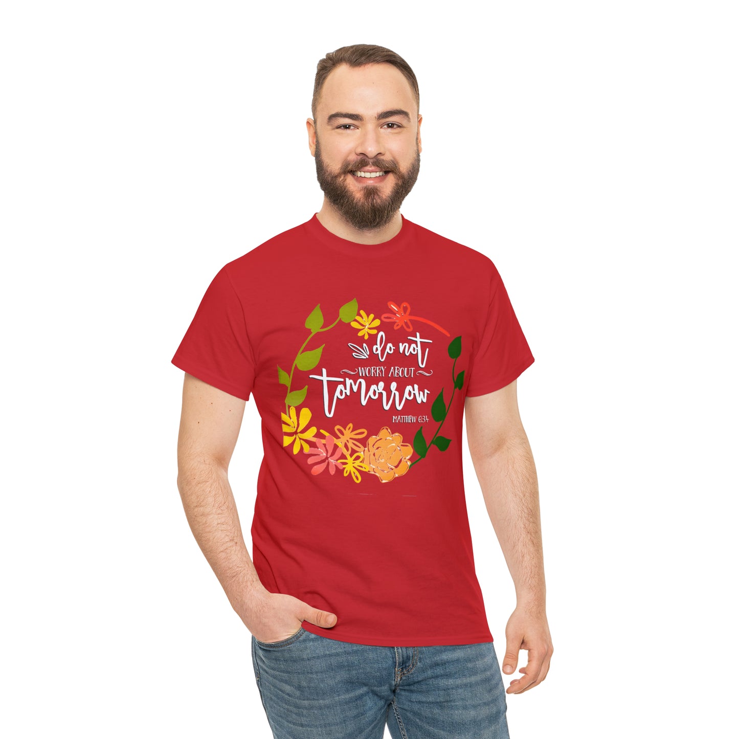 Do not worry about tomorrow (Matthew) - Unisex Heavy Cotton Short Sleeve Tee
