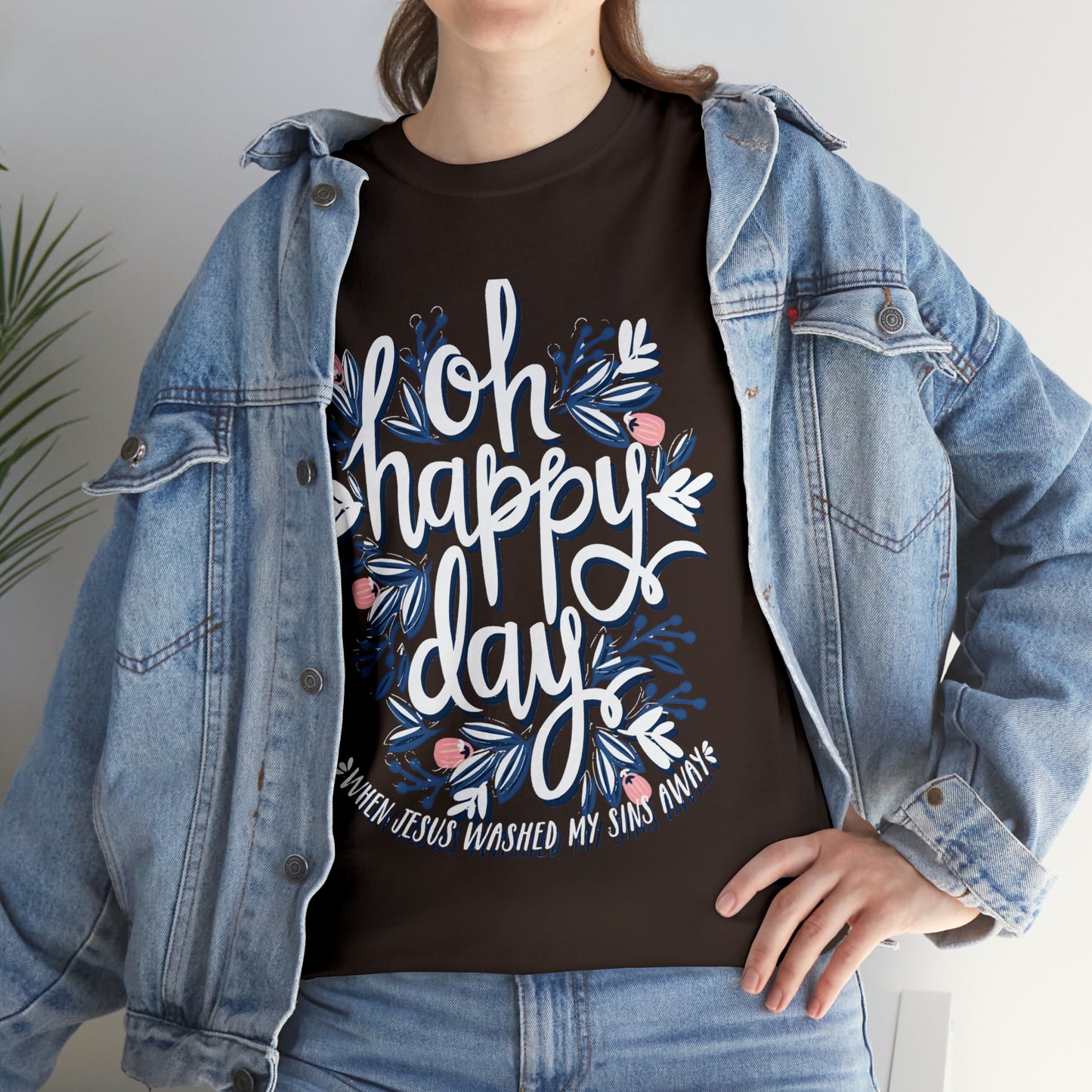 O Happy Day! When Jesus washed my sins away - Unisex Heavy Cotton Short Sleeve Tee