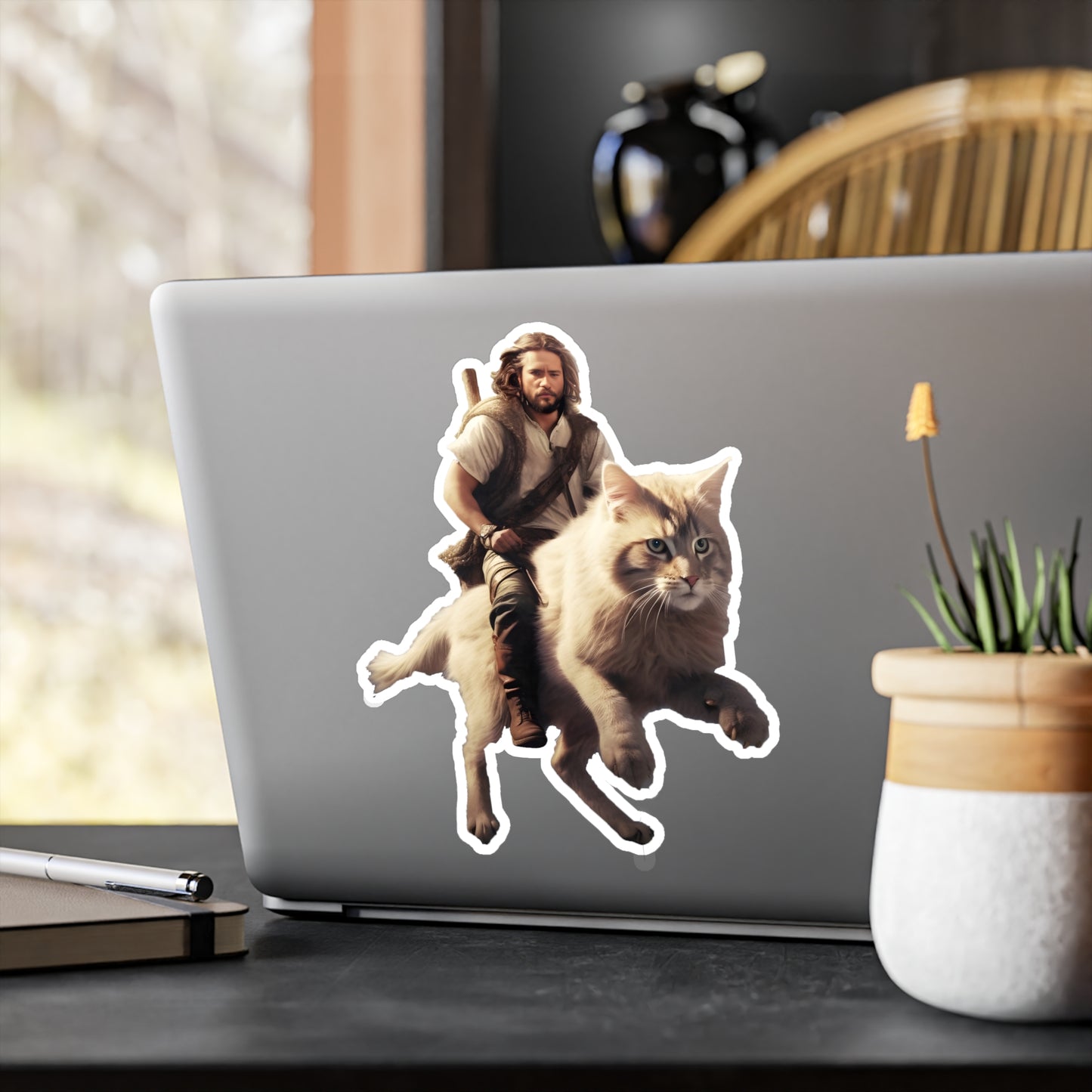Jesus on a Giant Cat Kiss-Cut Vinyl Decals