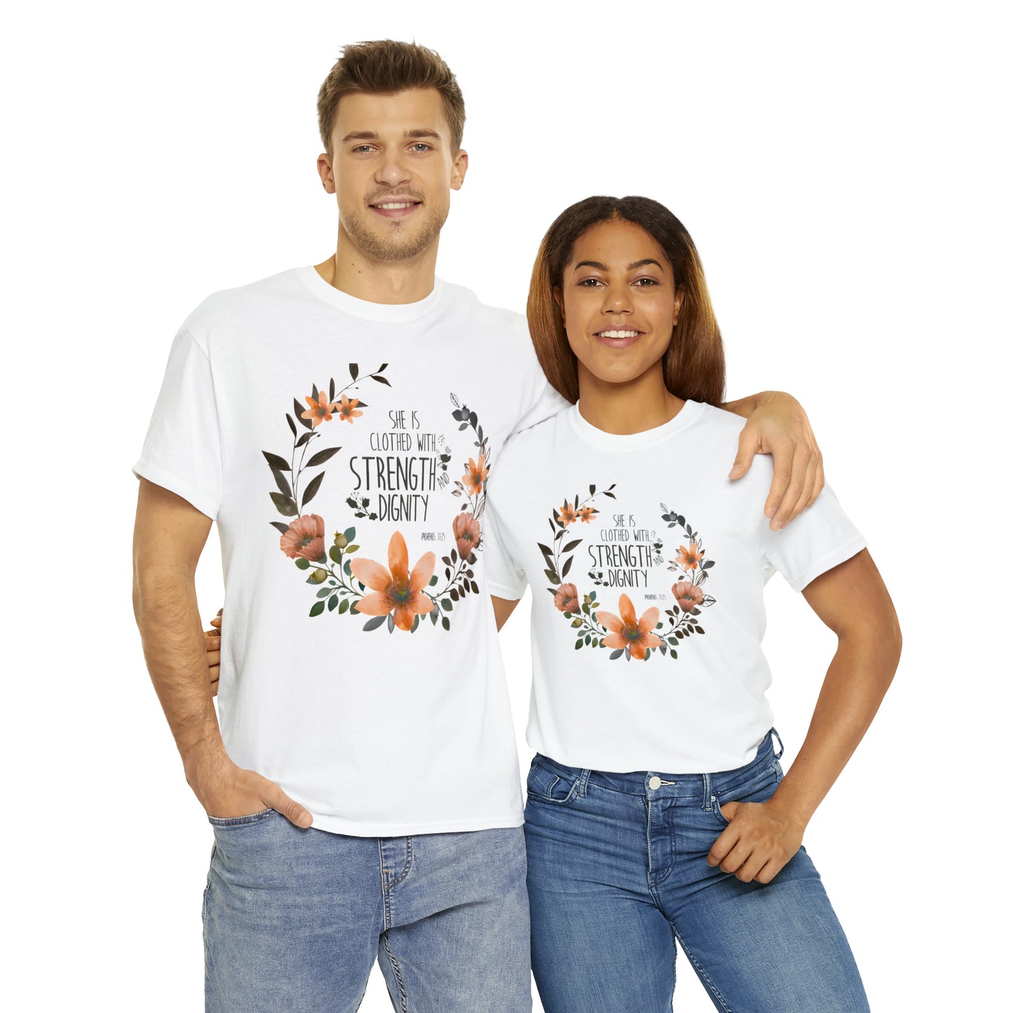 She is clothed with Strength and Dignity - Unisex Heavy Cotton Short Sleeve Tee