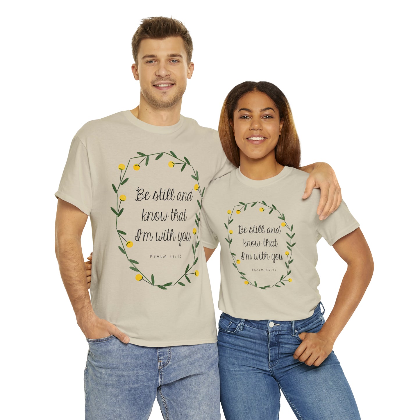 Be Still and know that I am with you (Psalm) - Unisex Heavy Cotton Short Sleeve Tee