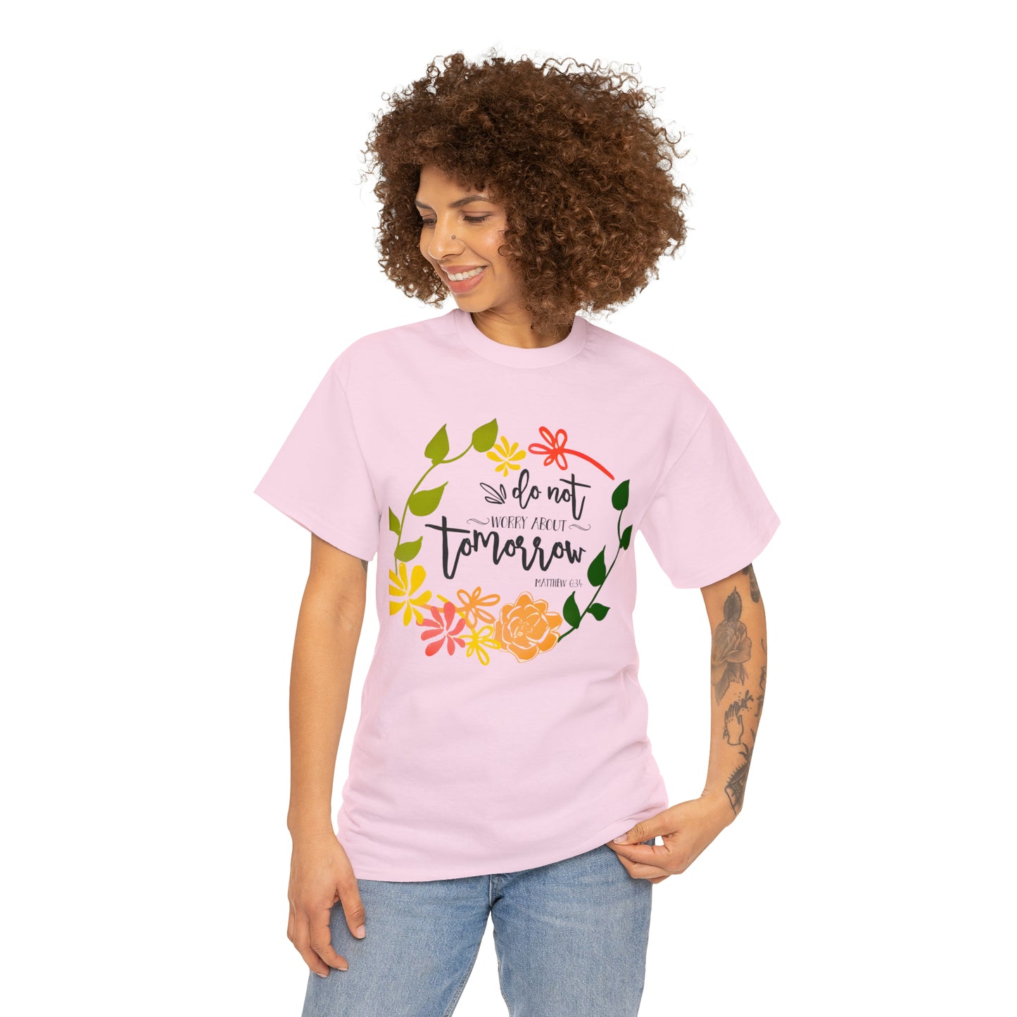 Do not worry about tomorrow (Matthew) - Unisex Heavy Cotton Short Sleeve Tee
