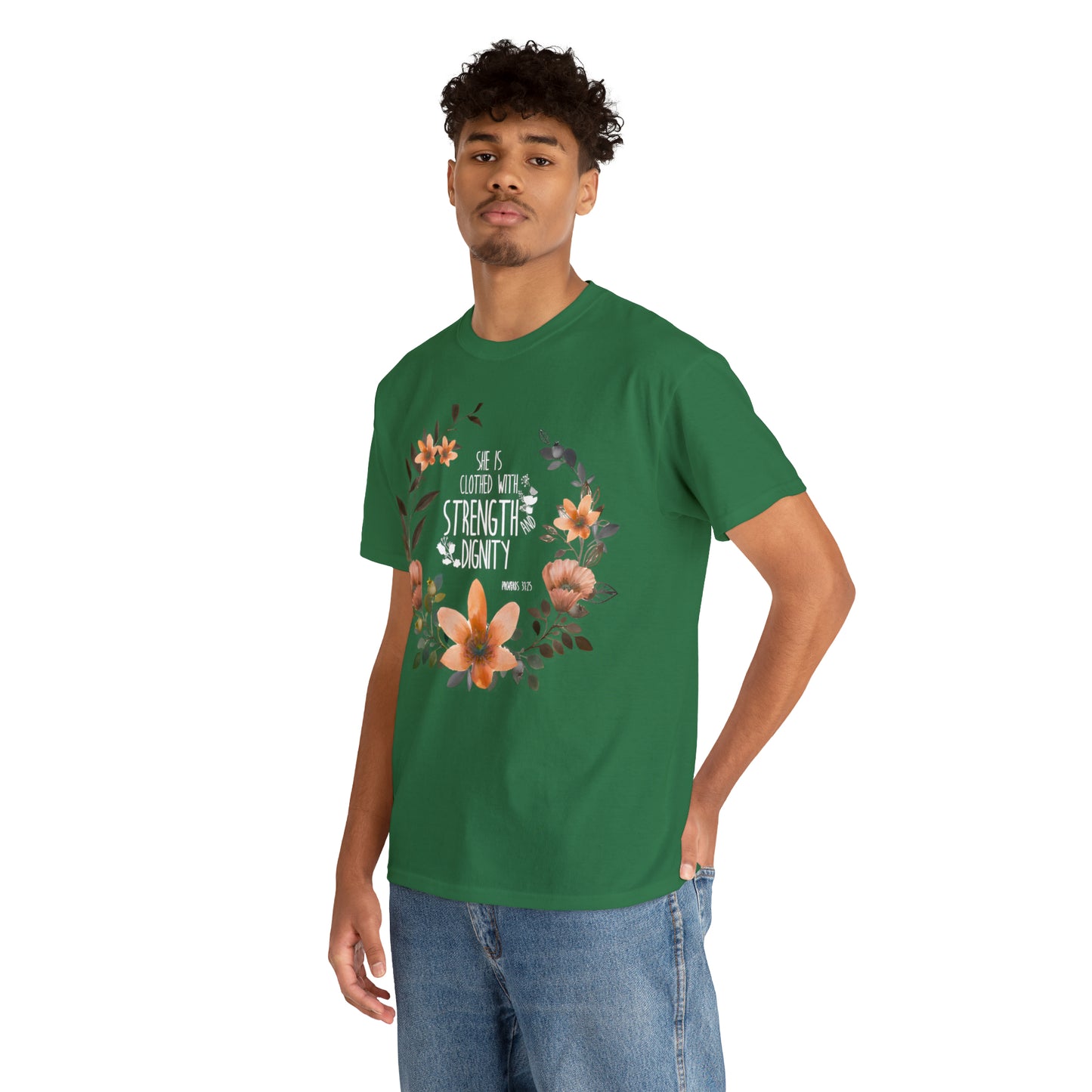 She is clothed with Strength and Dignity - Unisex Heavy Cotton Short Sleeve Tee