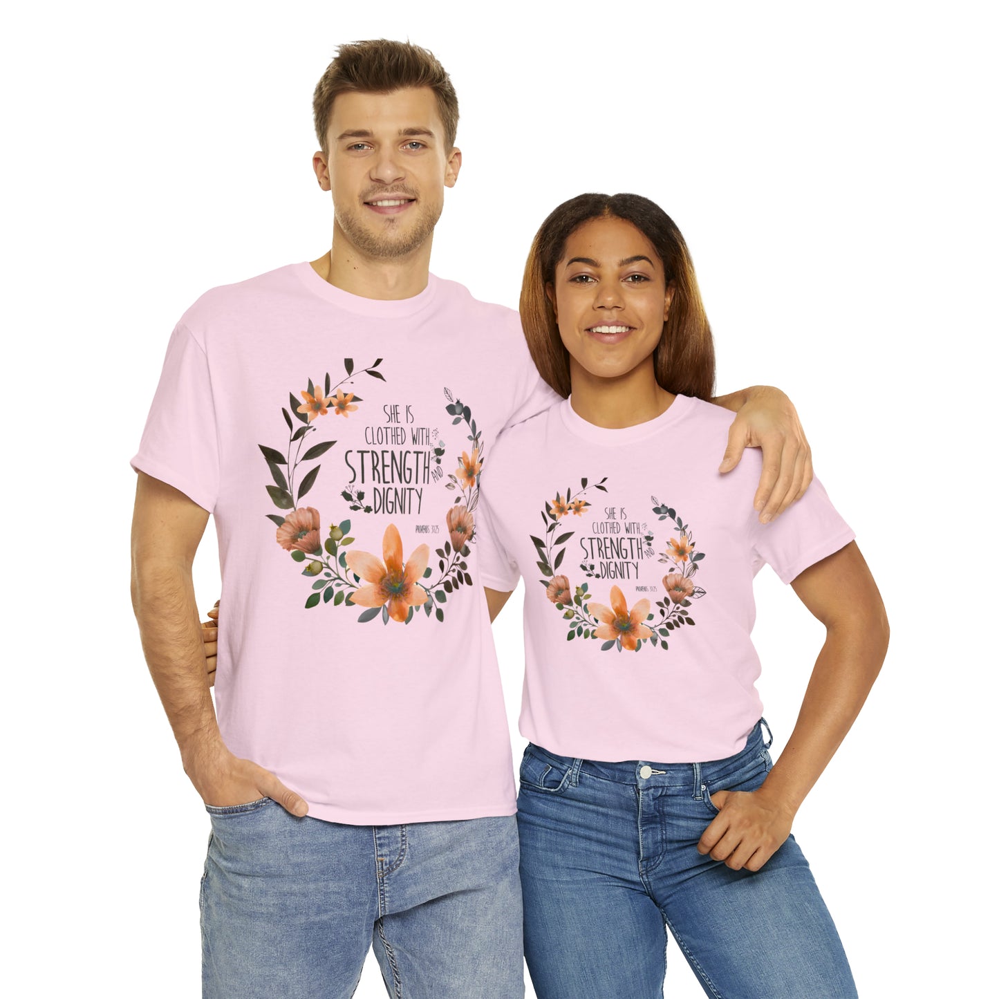 She is clothed with Strength and Dignity - Unisex Heavy Cotton Short Sleeve Tee