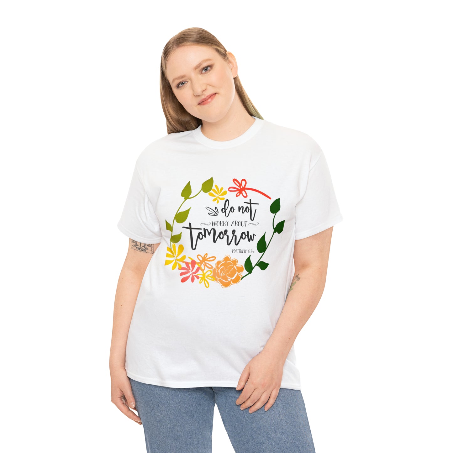 Do not worry about tomorrow (Matthew) - Unisex Heavy Cotton Short Sleeve Tee