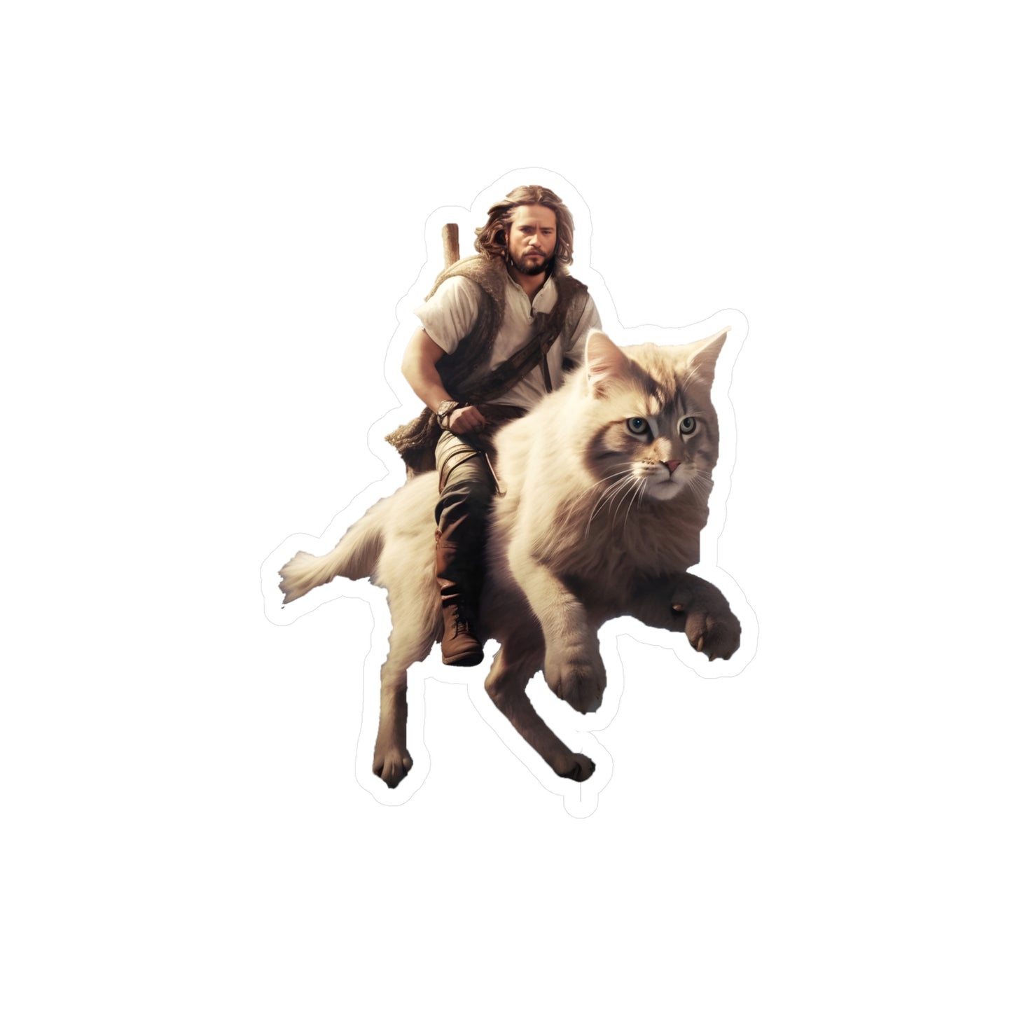 Jesus on a Giant Cat Kiss-Cut Vinyl Decals