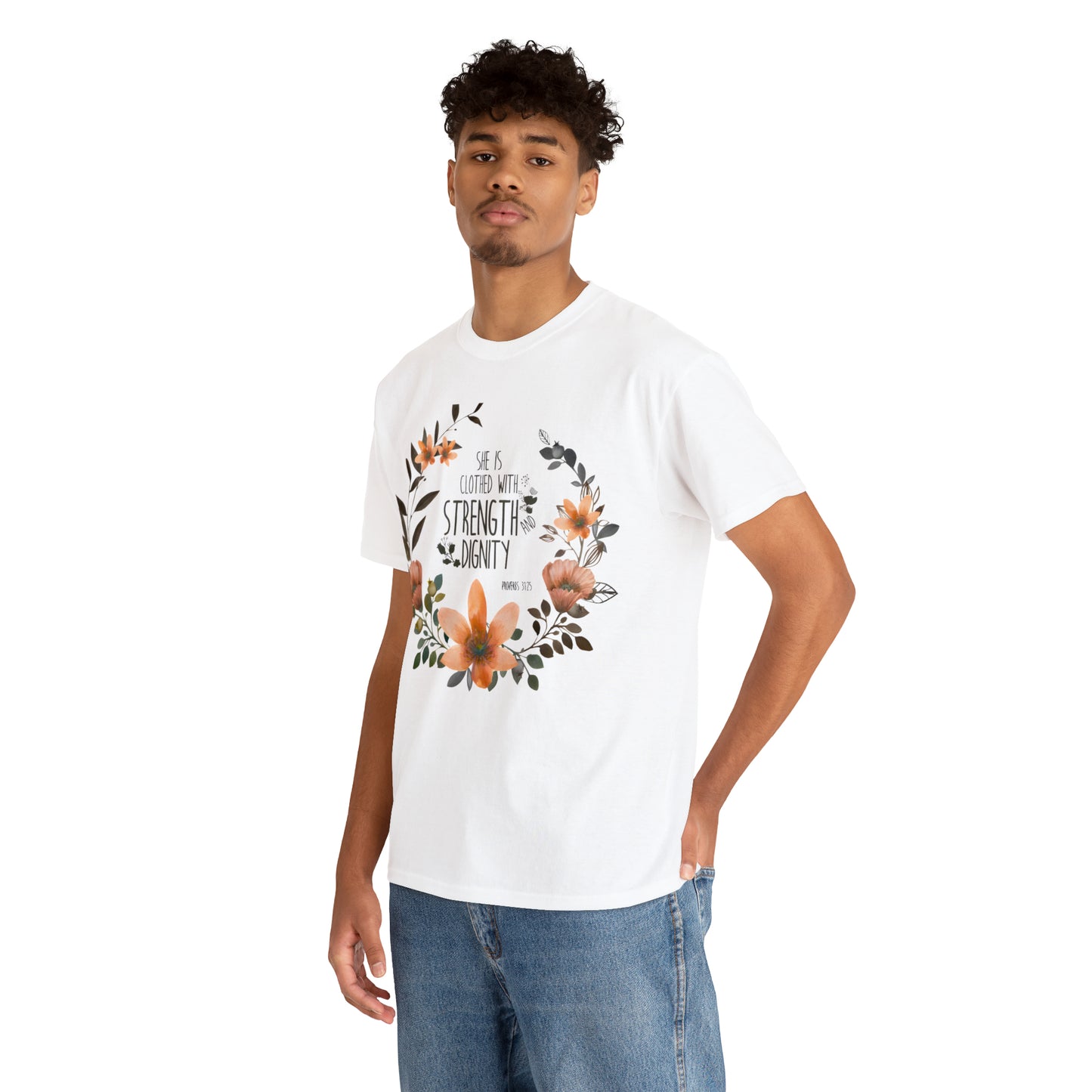 She is clothed with Strength and Dignity - Unisex Heavy Cotton Short Sleeve Tee