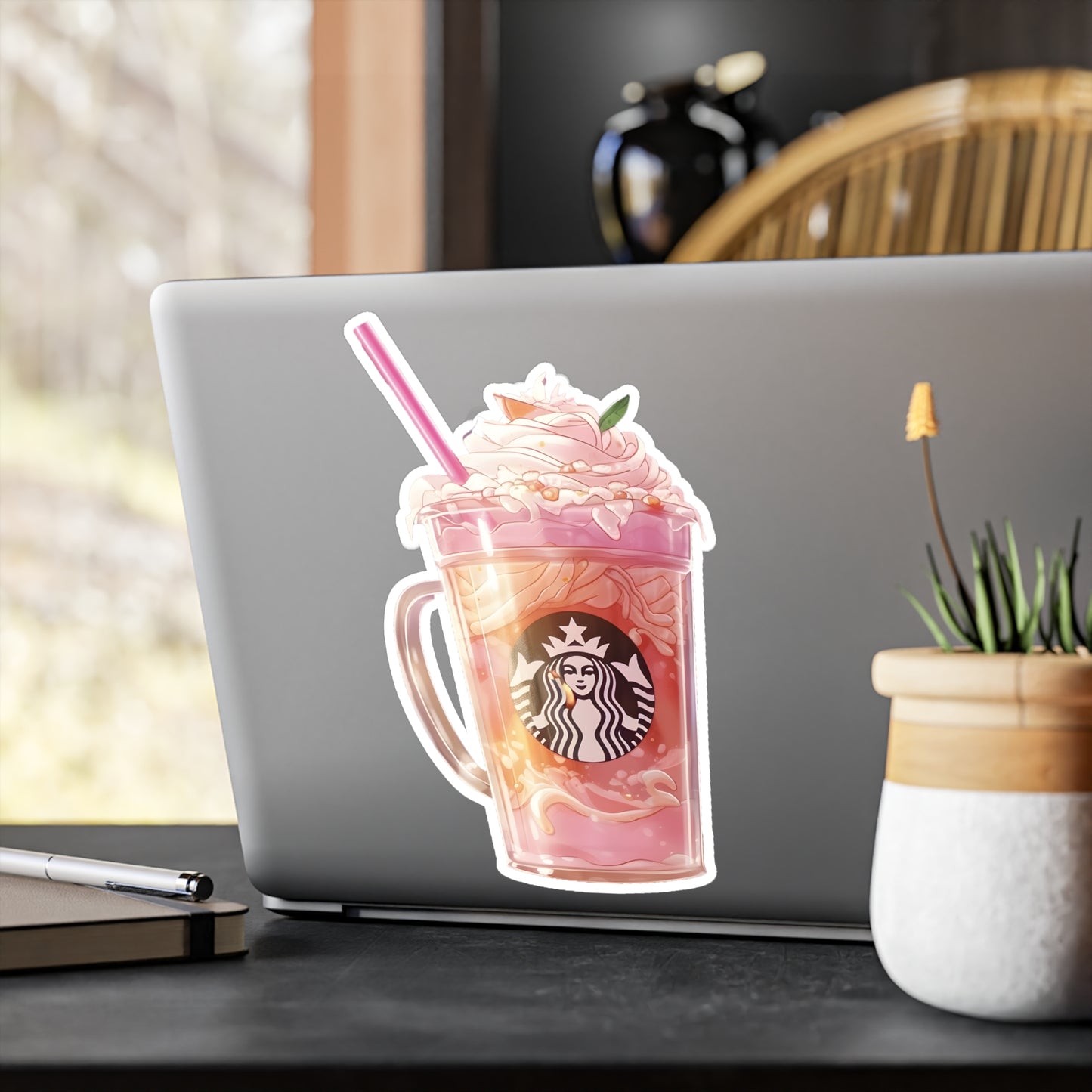 Pink Starbucks Drink (Anime Art Style)  Kiss-Cut Vinyl Decals