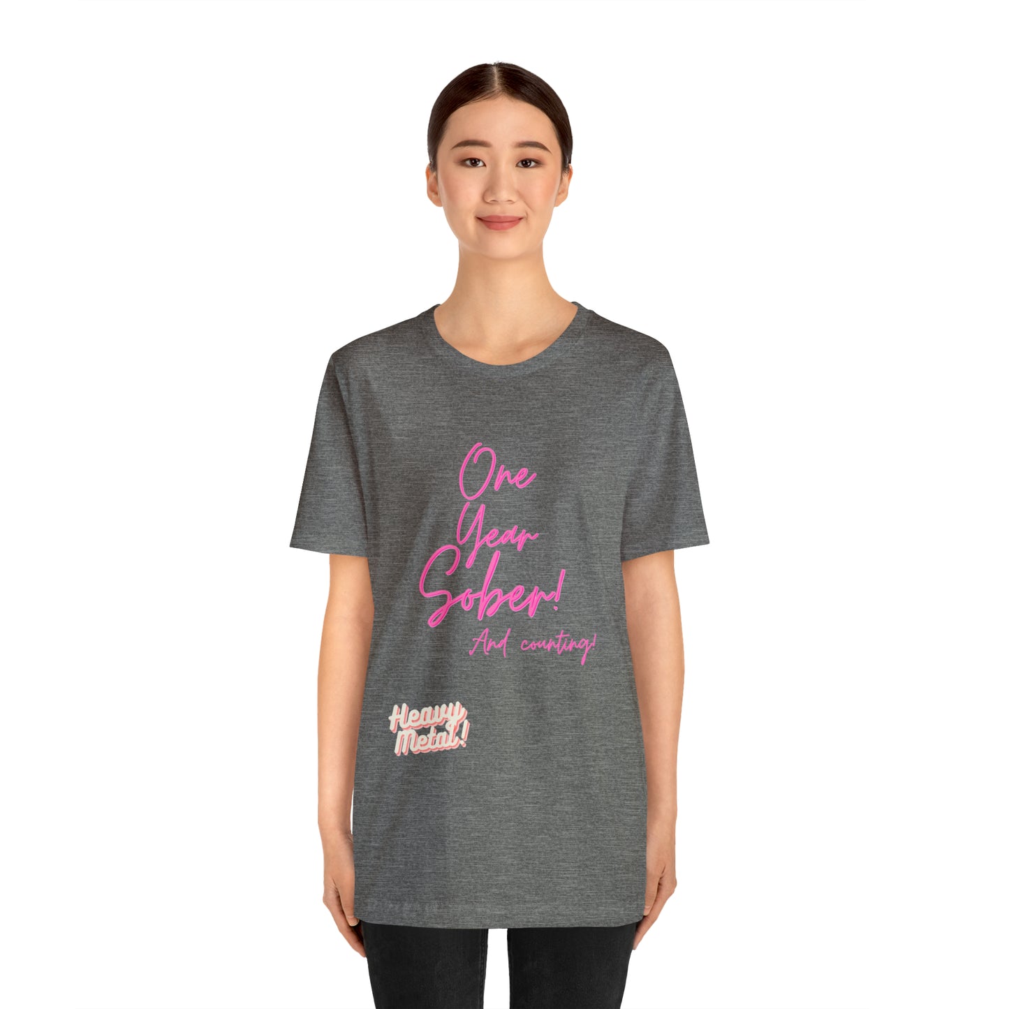 One Year Sober “Heavy Metal” Summer Font  (1 Year Sober) Unisex Jersey Short Sleeve Tee