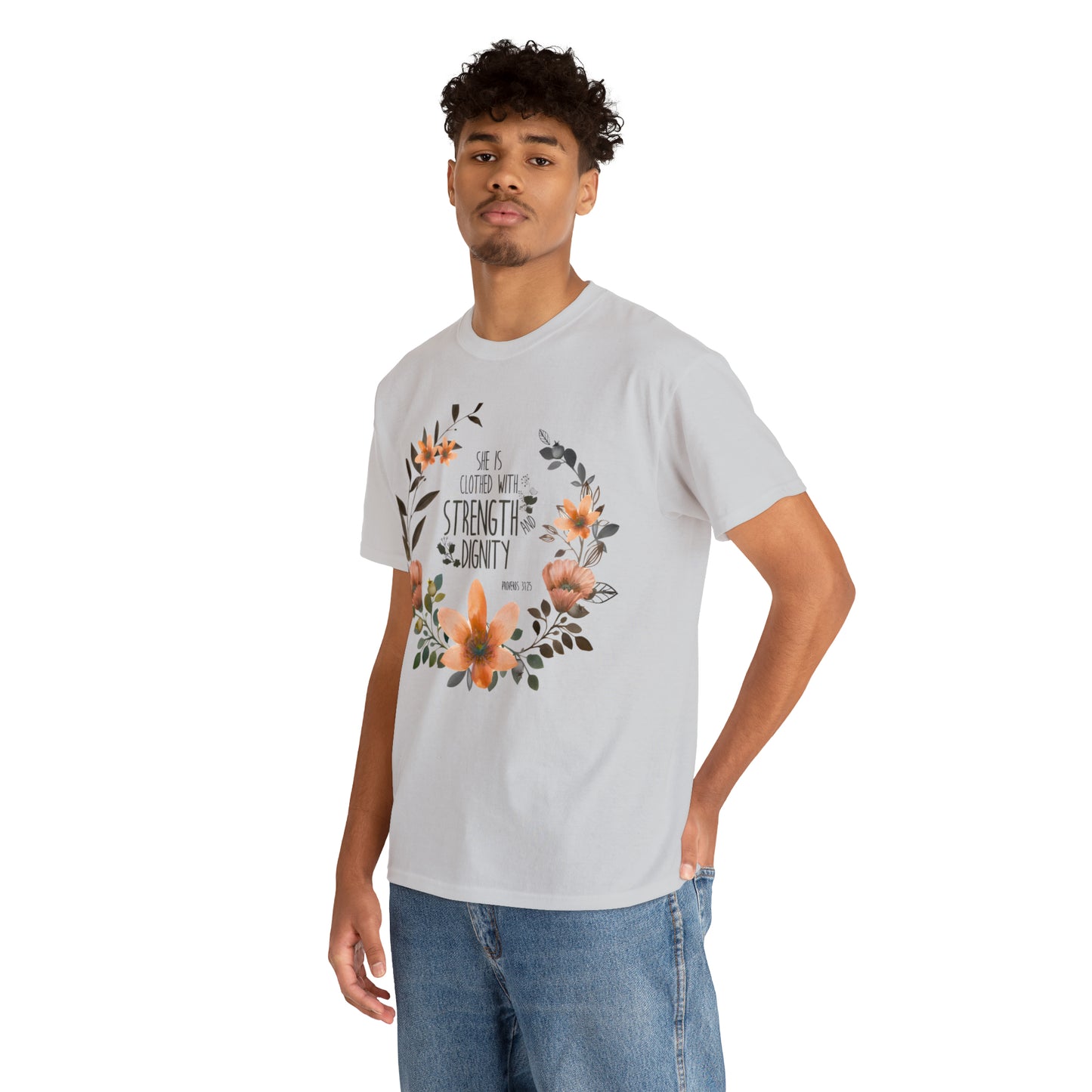 She is clothed with Strength and Dignity - Unisex Heavy Cotton Short Sleeve Tee