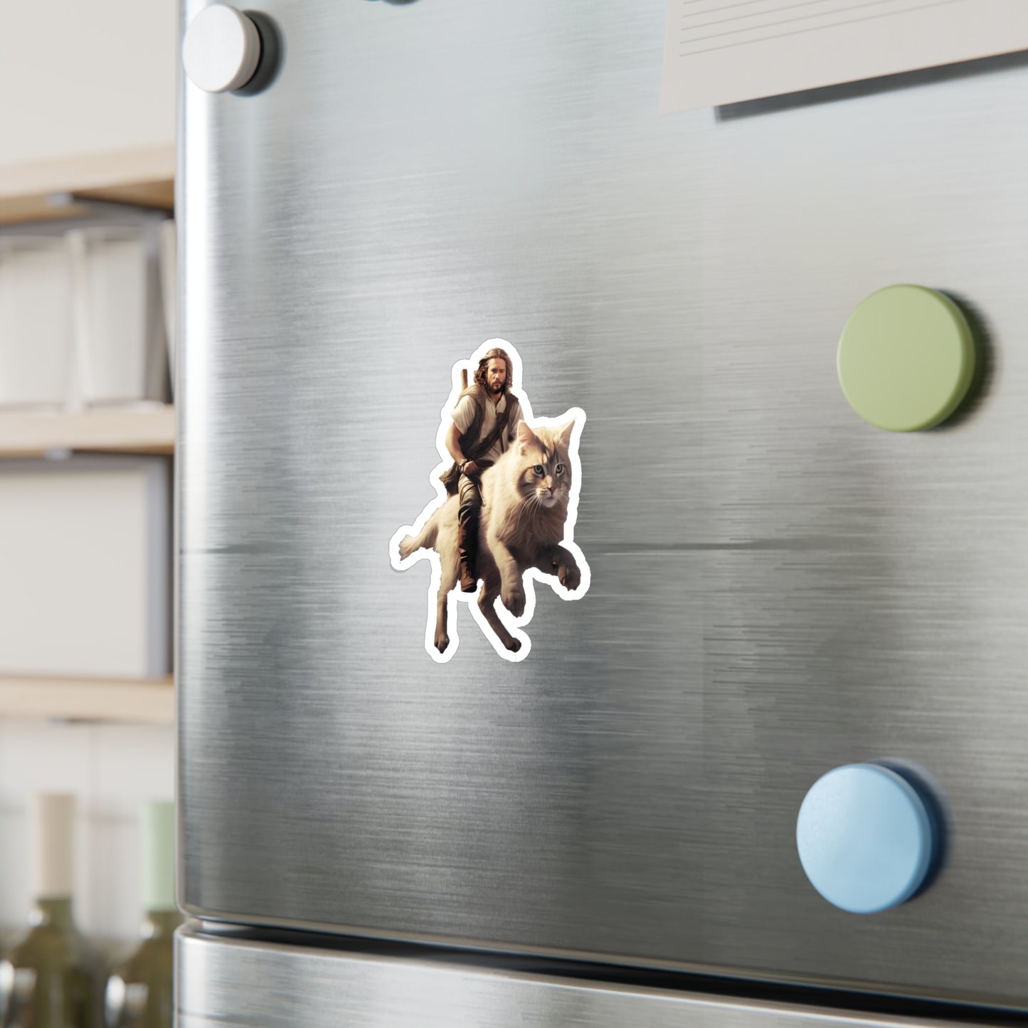 Jesus on a Giant Cat Kiss-Cut Vinyl Decals