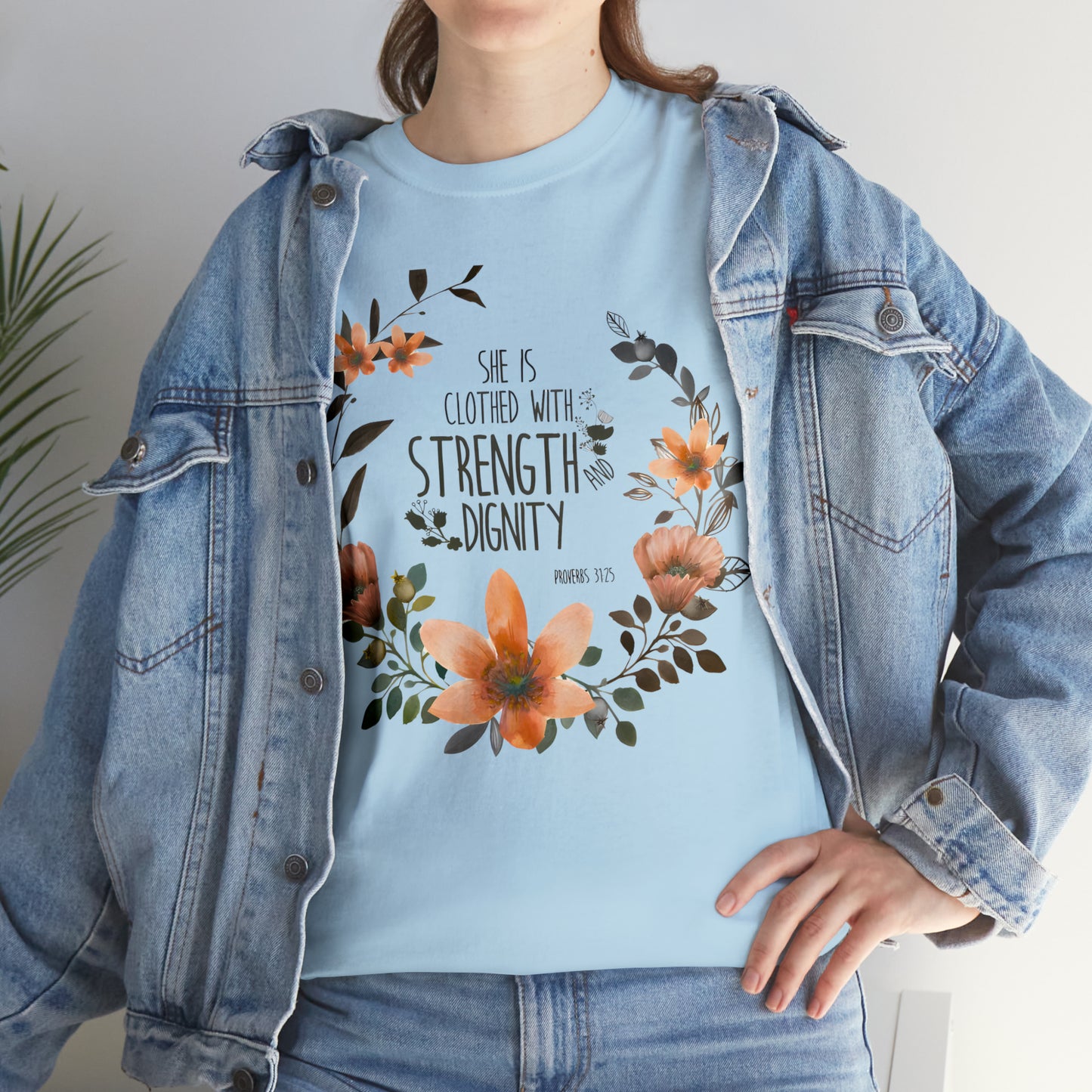 She is clothed with Strength and Dignity - Unisex Heavy Cotton Short Sleeve Tee