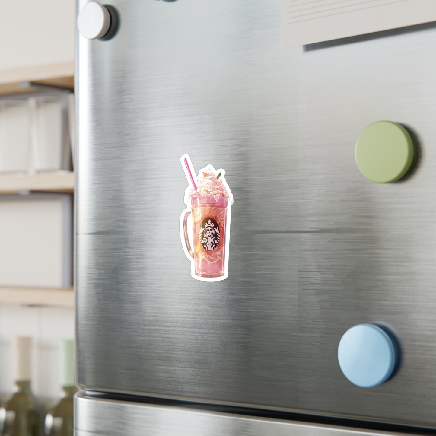 Pink Starbucks Drink (Anime Art Style)  Kiss-Cut Vinyl Decals