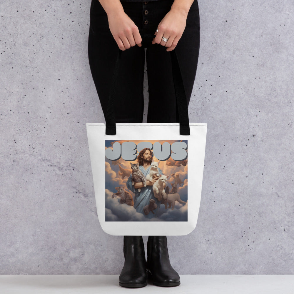 Jesus and His Cats Tote bag