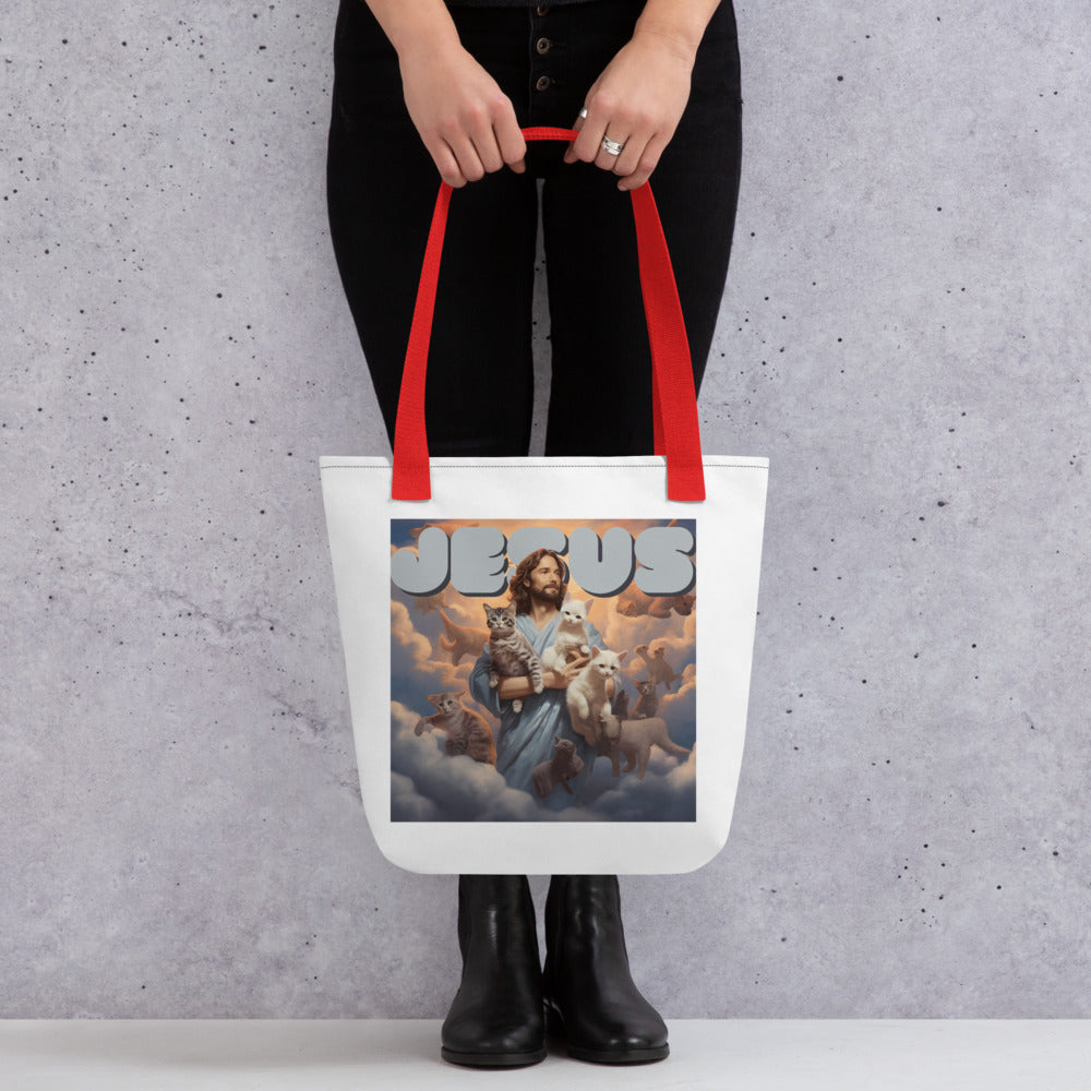 Jesus and His Cats Tote bag