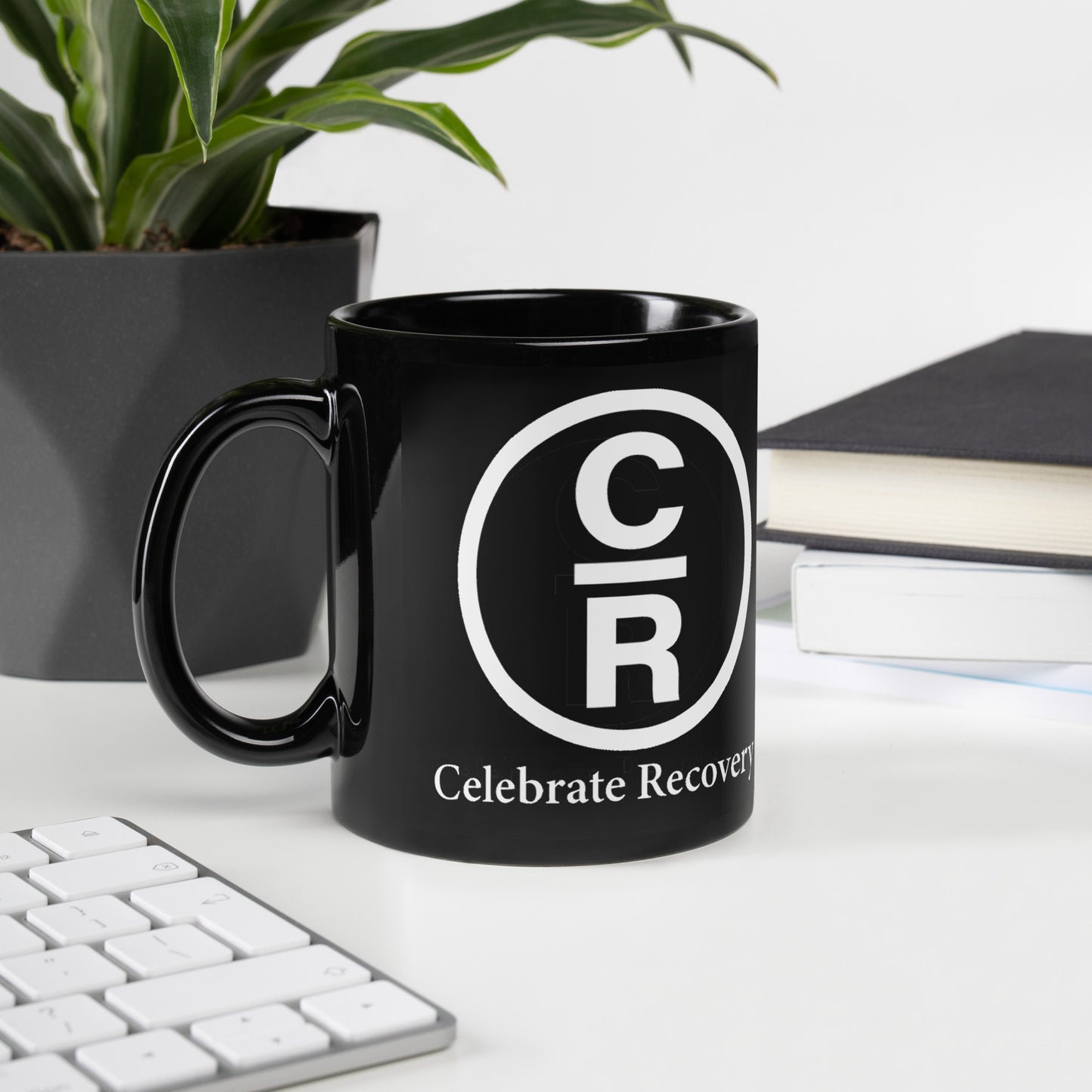 CR Celebrate Recovery Classic Logo Black Glossy Mug