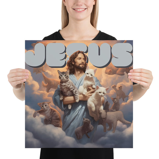 Jesus and His Cats Poster