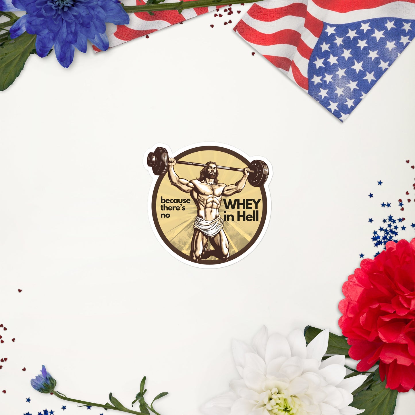 Jesus Body Builder 3 “No Whey”Bubble-free stickers