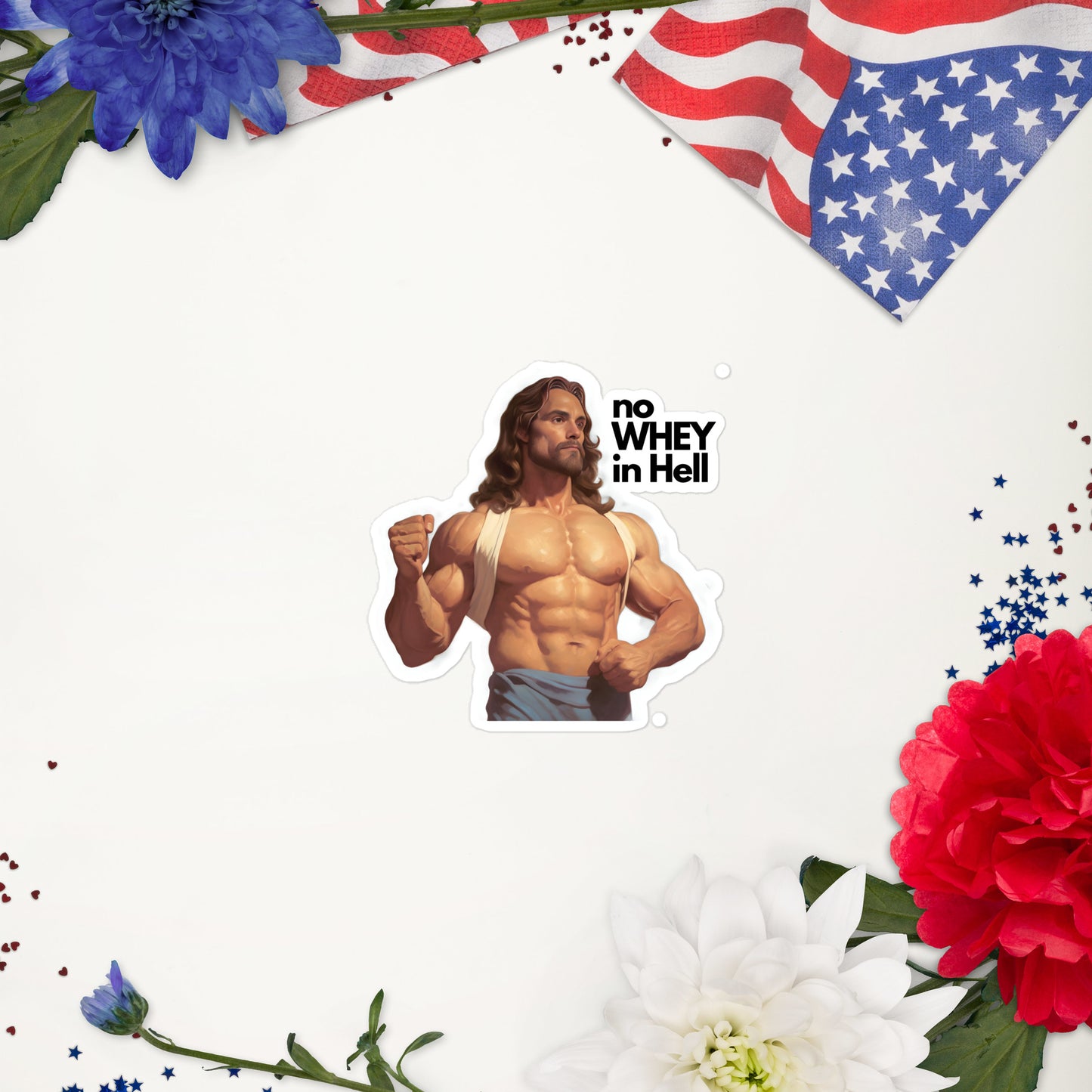 Jesus Body Builder 1 “No Whey in hell” Bubble-free stickers
