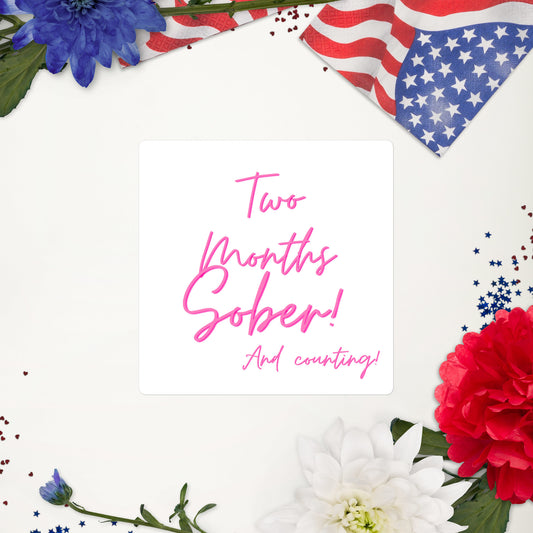 2 Months Sober - Pink Neon Bubble-free stickers