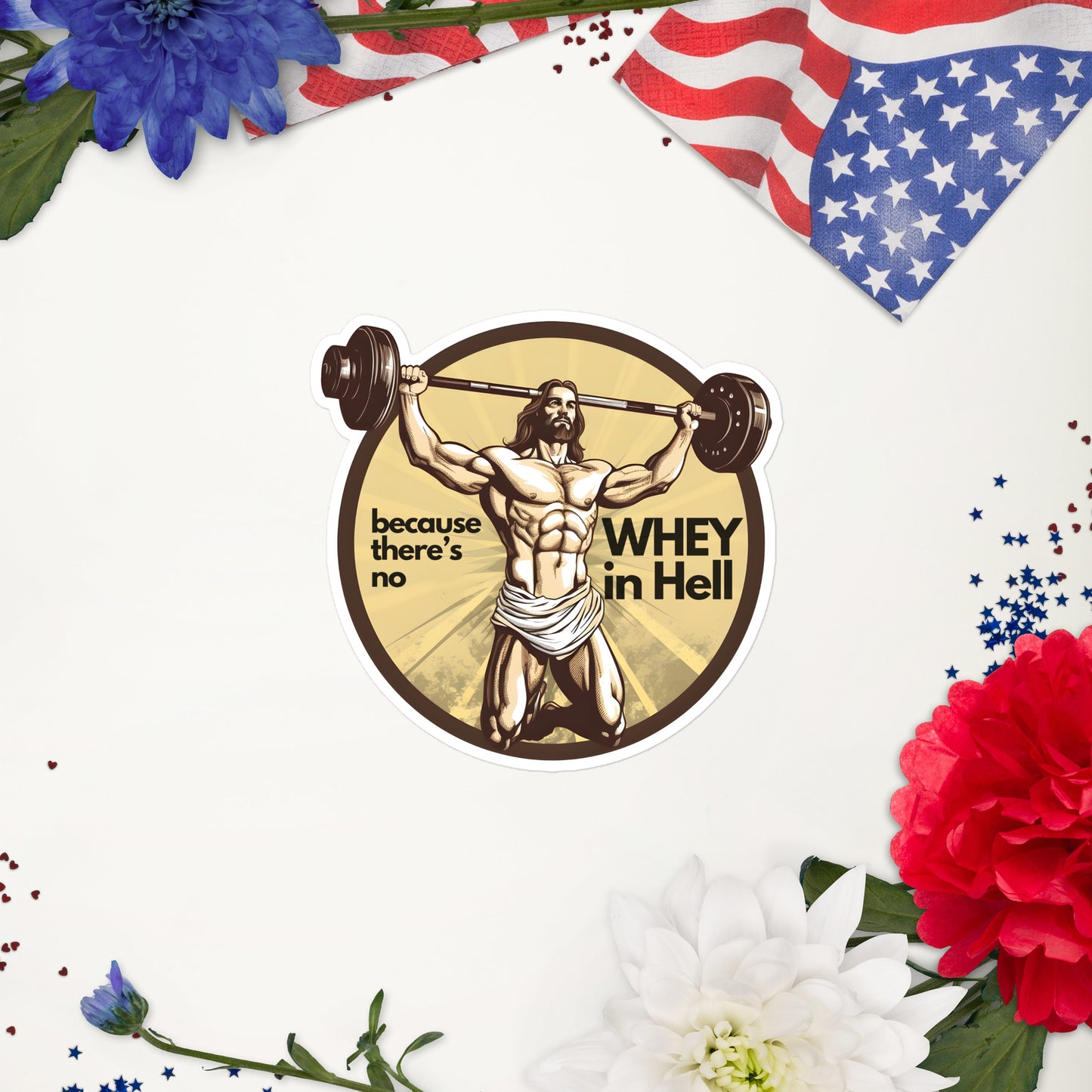 Jesus Body Builder 3 “No Whey”Bubble-free stickers