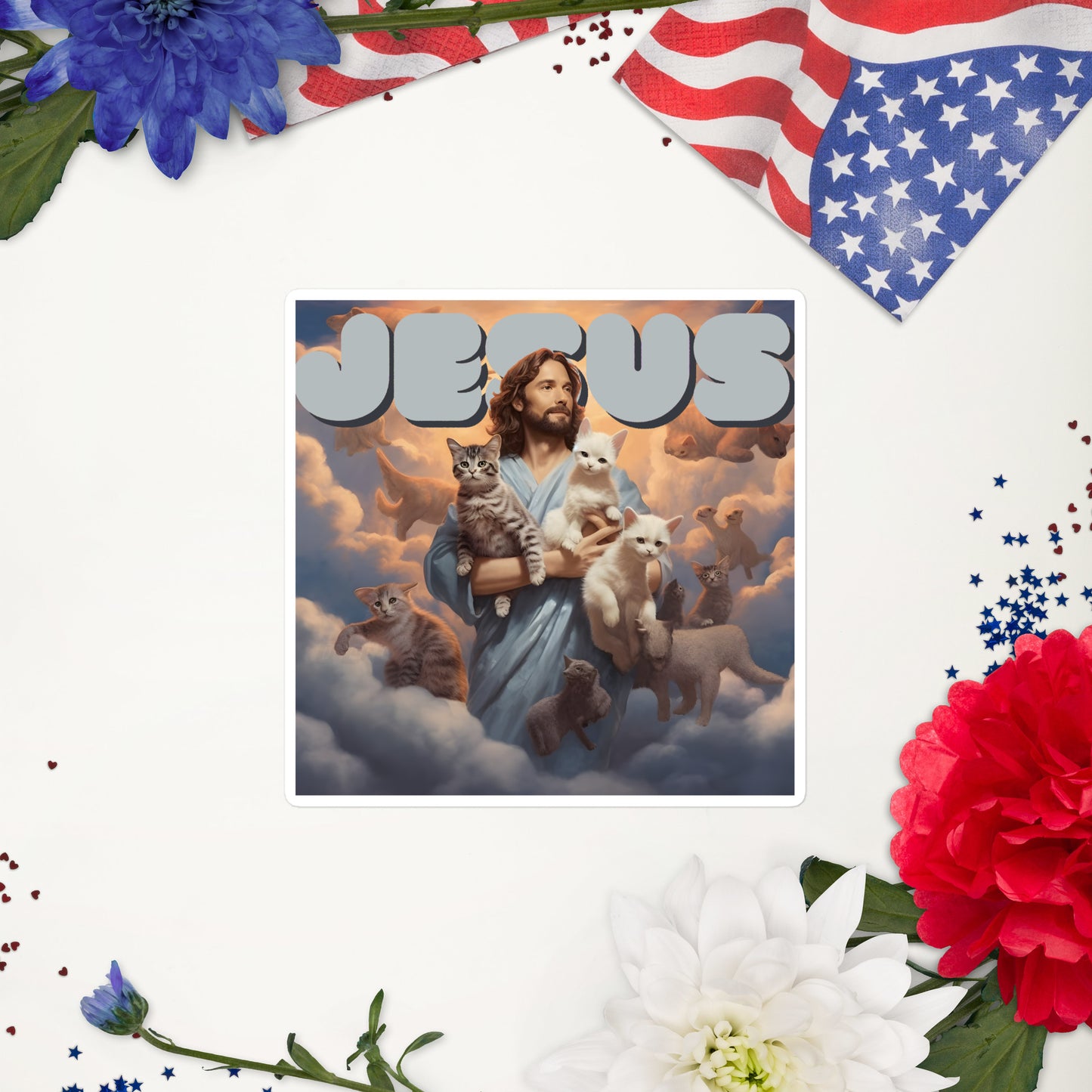 Jesus and His Cats Bubble-free stickers