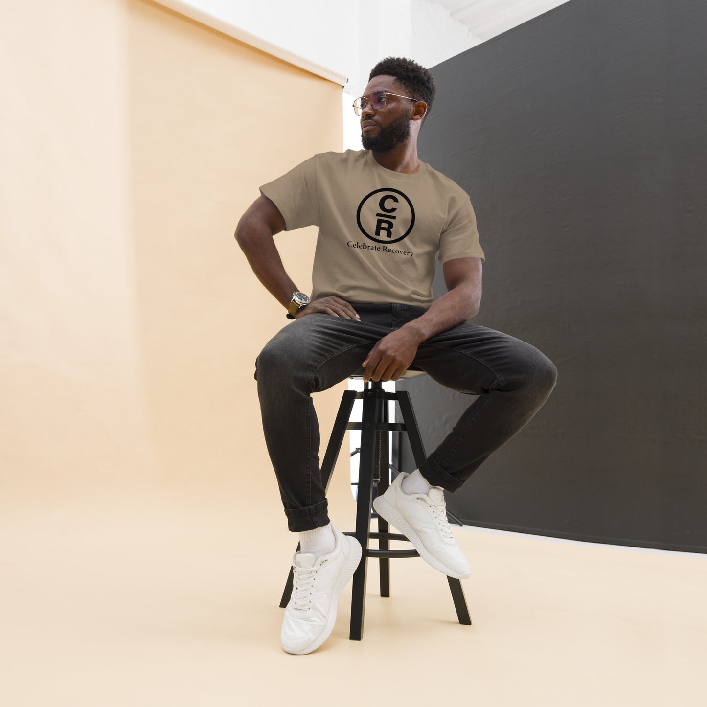 CR Celebrate Recovery Basic Logo - Black Men's classic tee